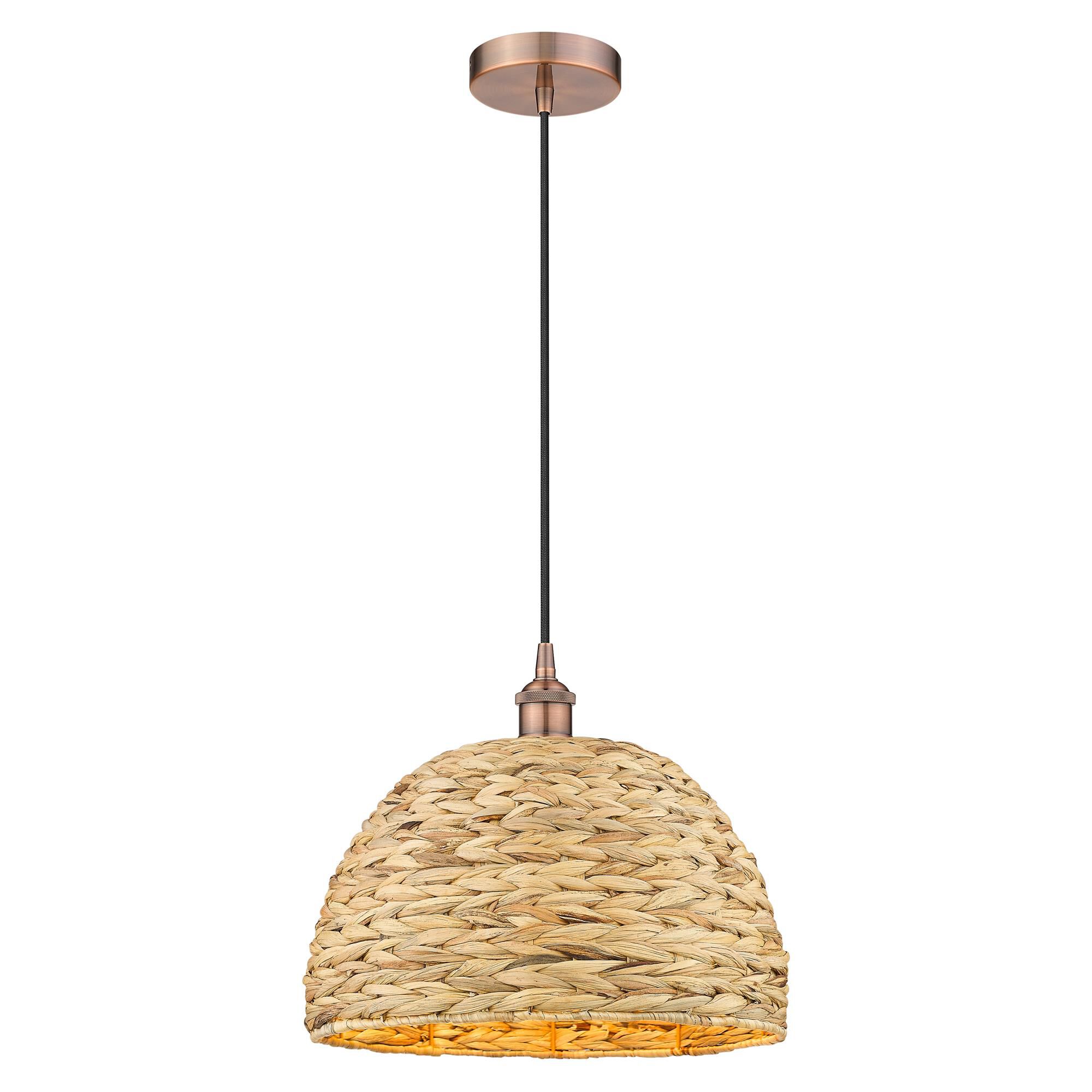 Shown in Antique Copper finish and Natural shade
