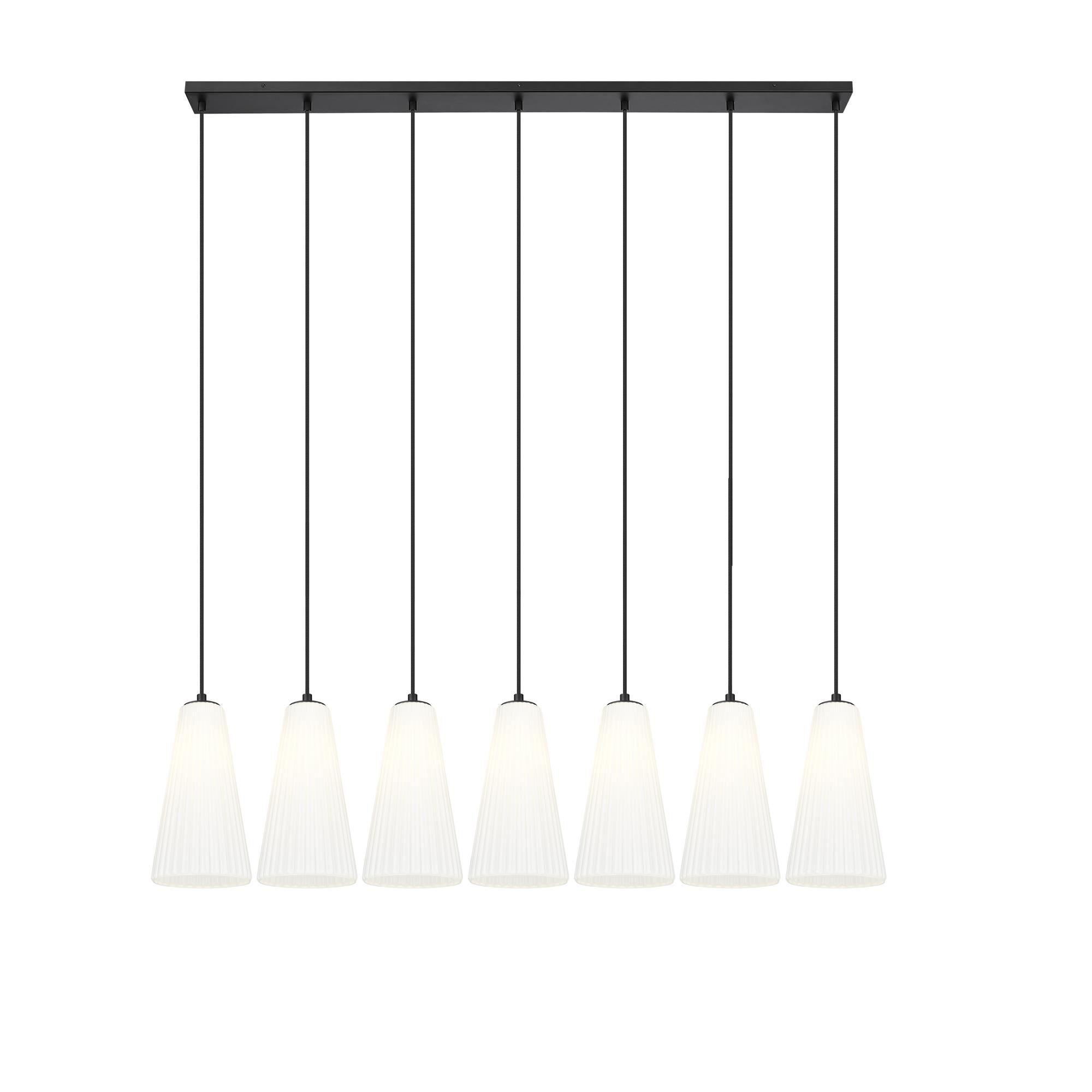 Shown in Matte Black finish and White glass and White shade