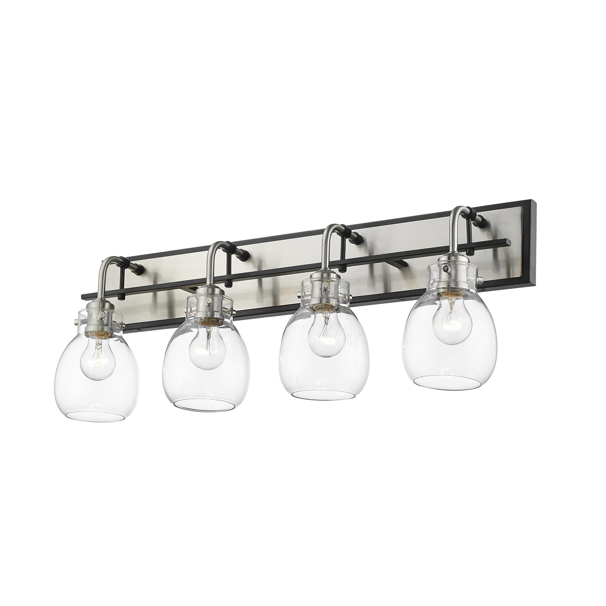 Shown in Matte Black + Brushed Nickel finish and Glass shade