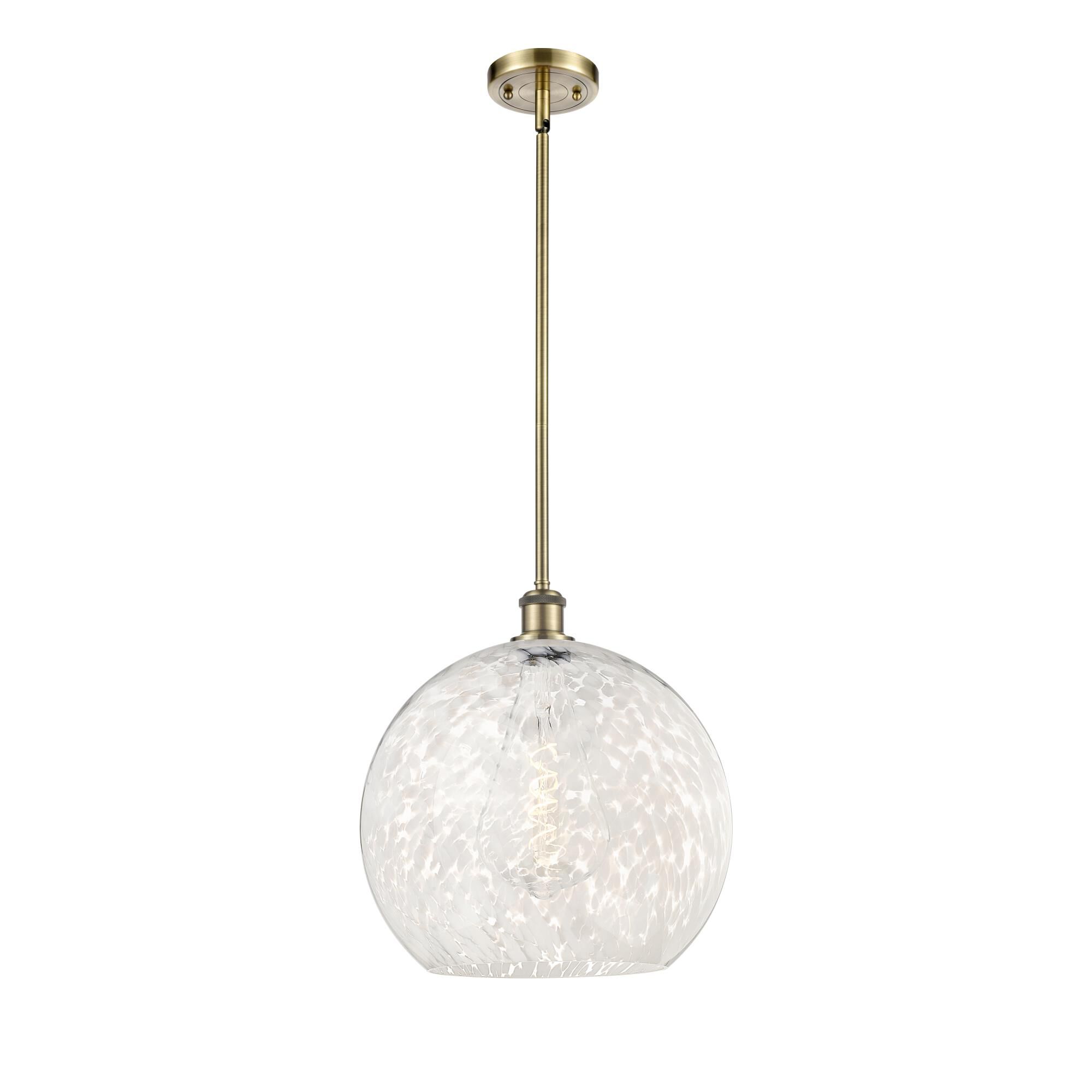 Shown in Antique Brass finish and White Mouchette glass