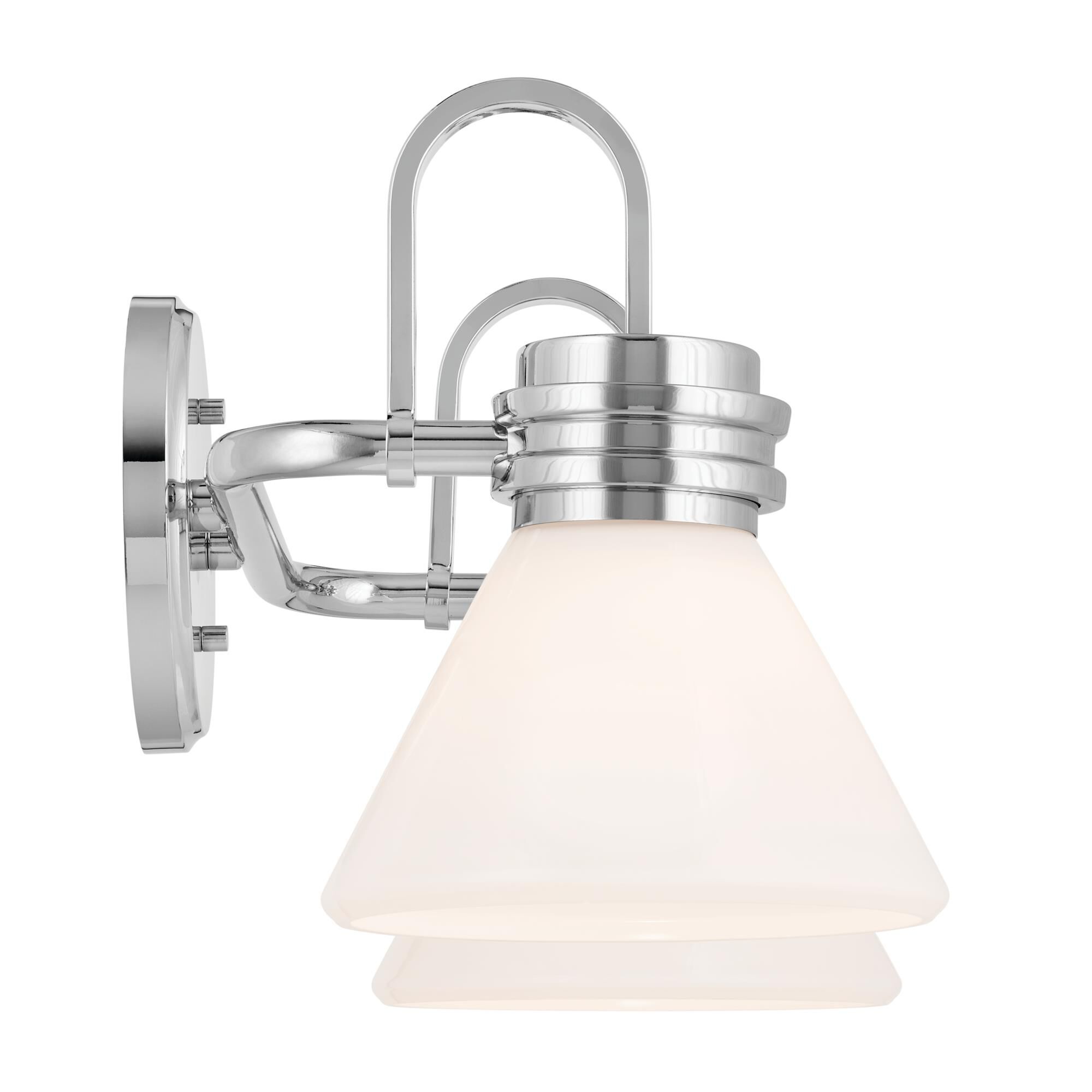 Shown in Chrome finish and Opal glass