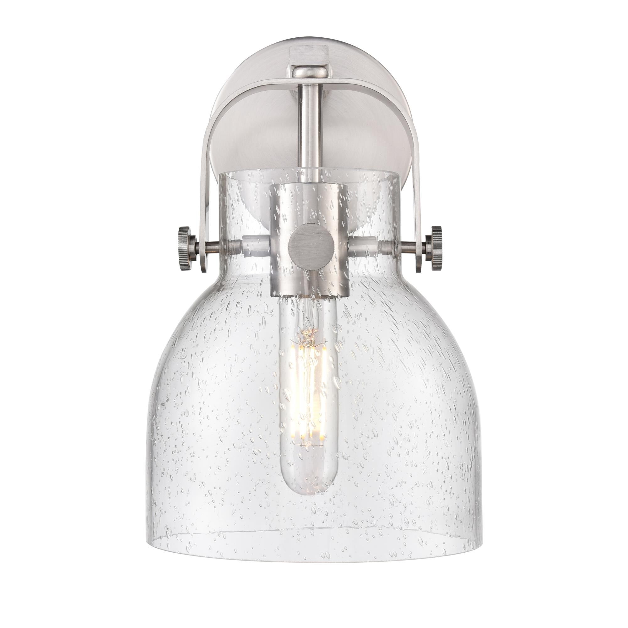 Shown in Satin Nickel finish and Seedy glass