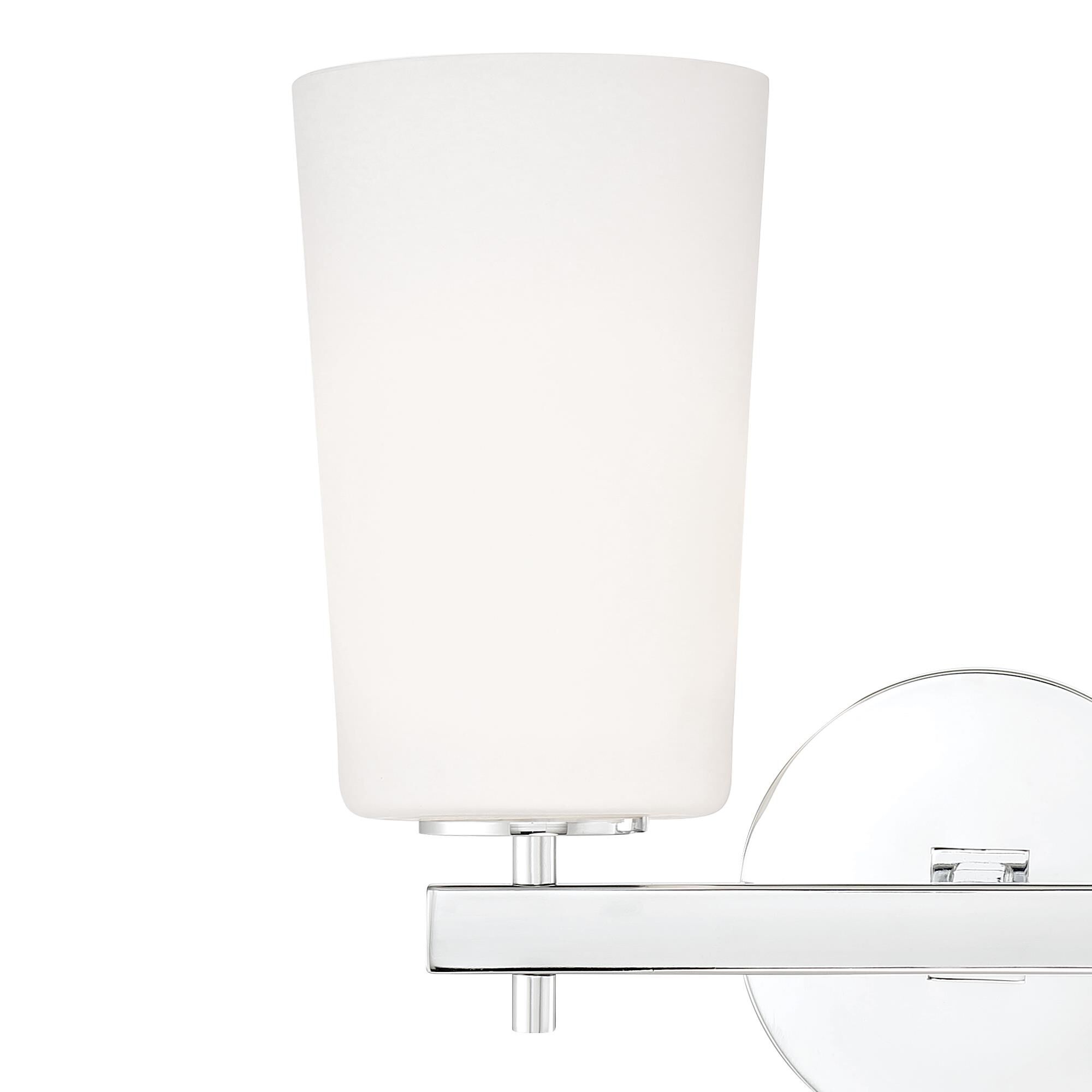 Shown in Polished Chrome finish and Opal White glass