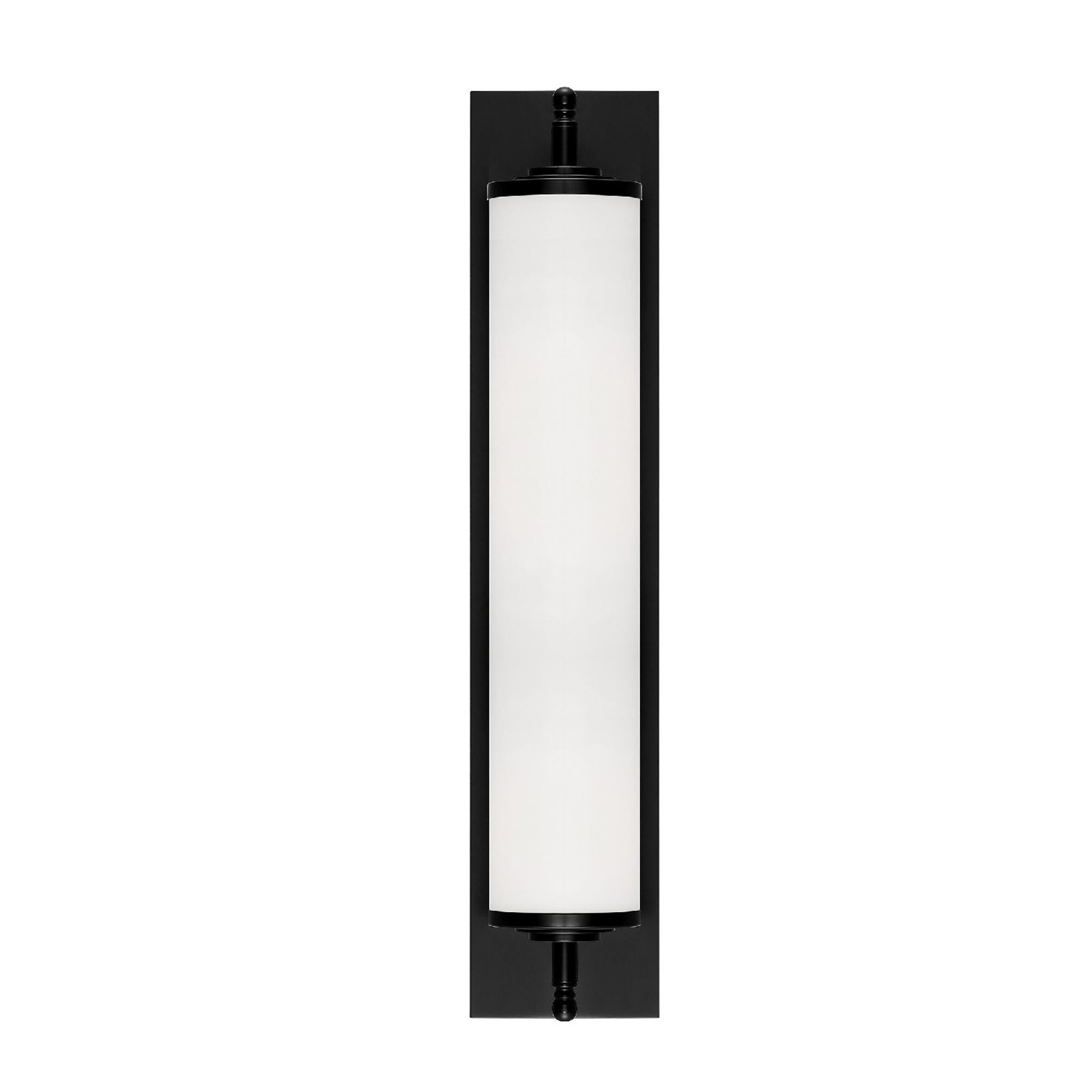 Shown in Matte Black finish and White Glass glass and White shade