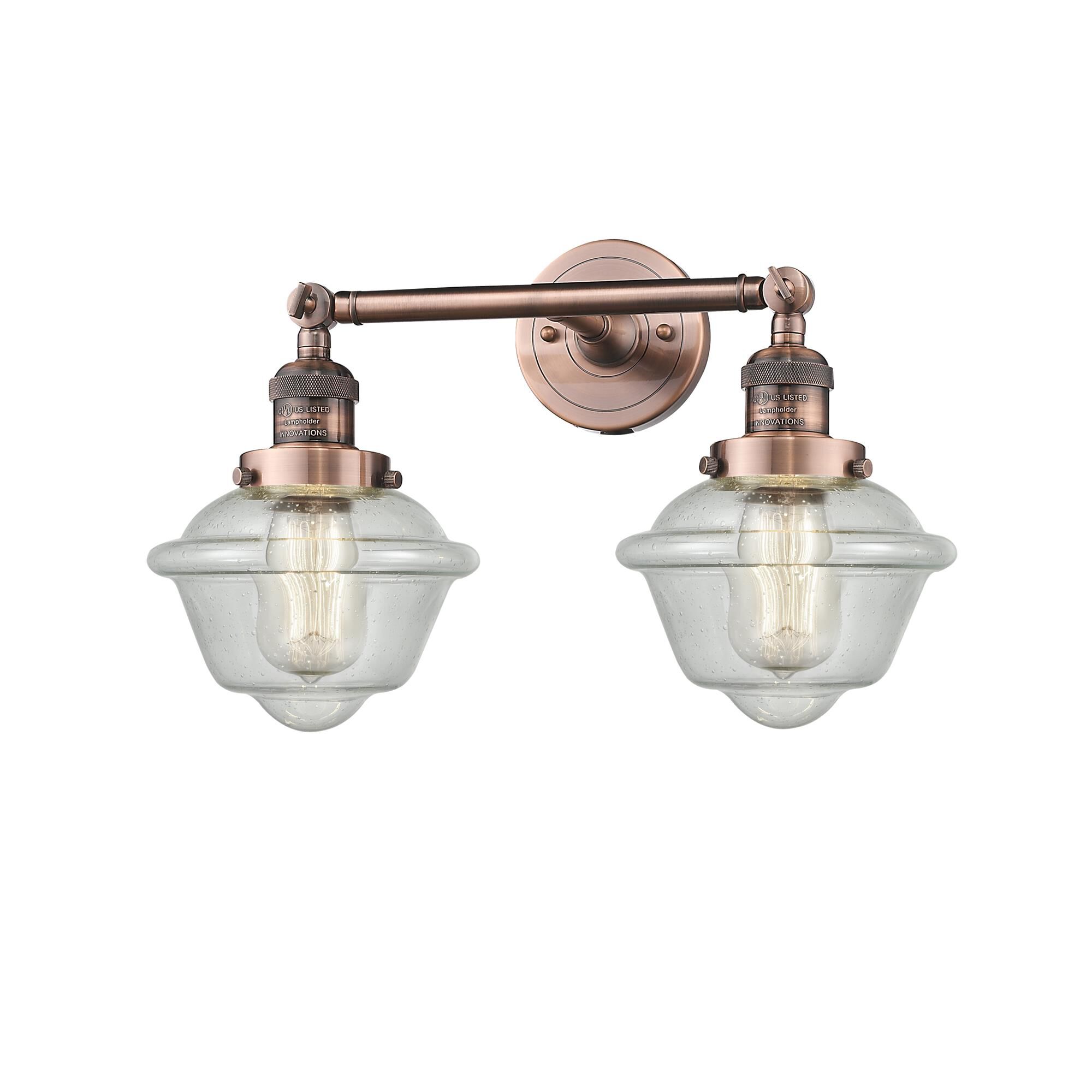 Shown in Antique Copper finish and Seedy glass