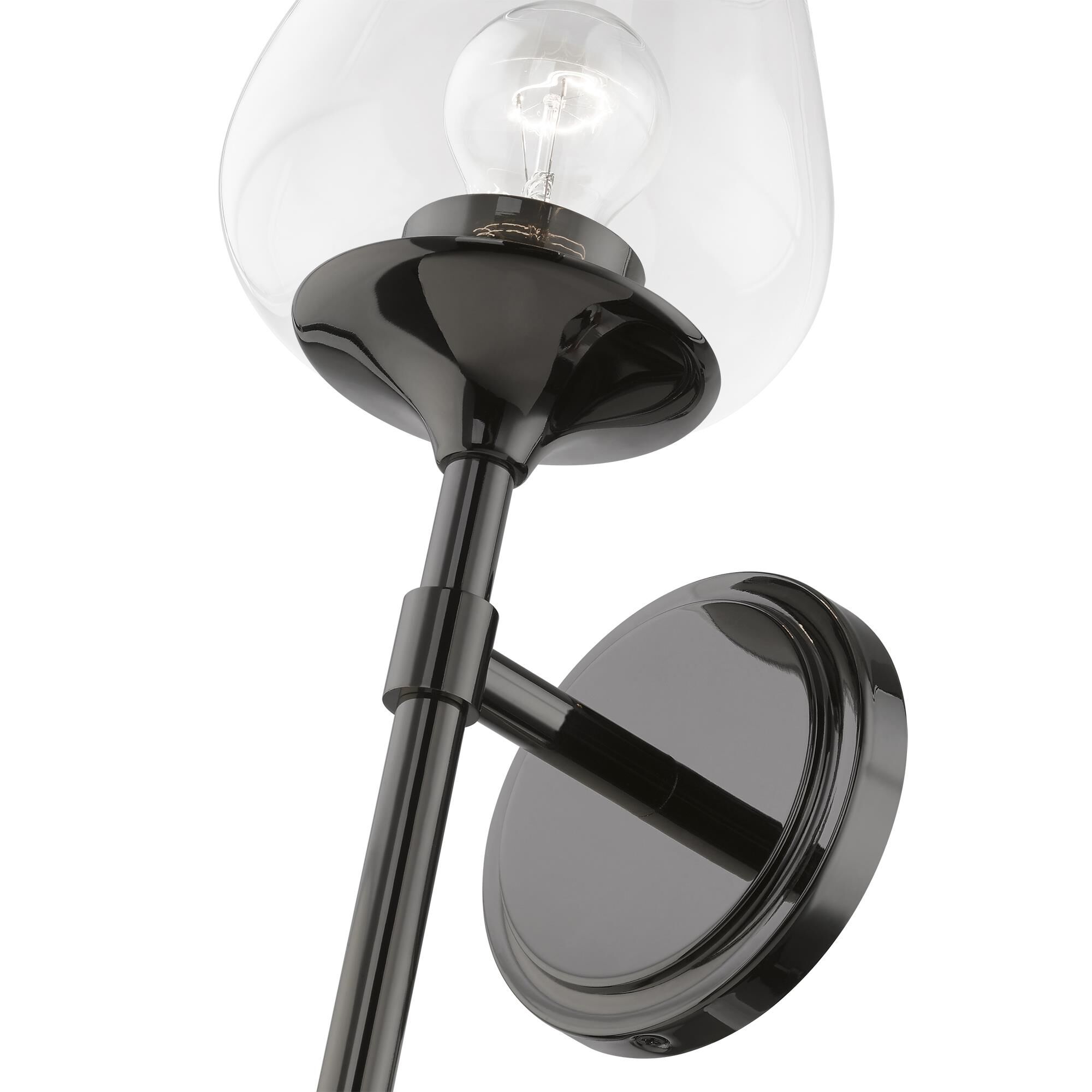 Shown in Black Chrome finish and Clear glass
