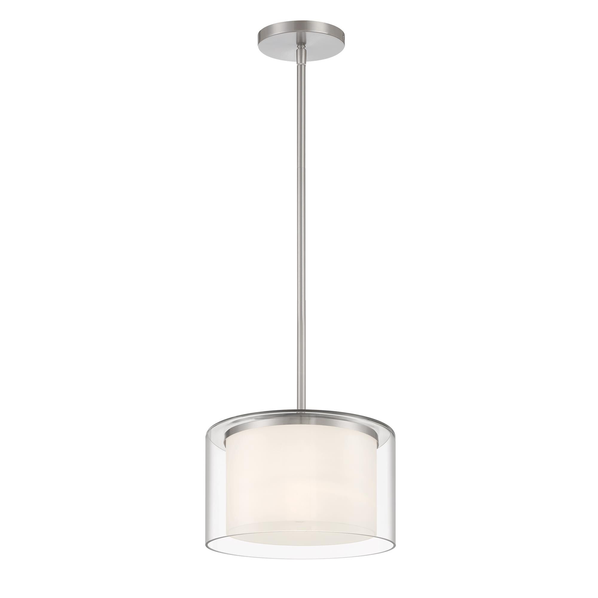 Shown in Brushed Nickel finish and Etched Inner and Clear Outer glass