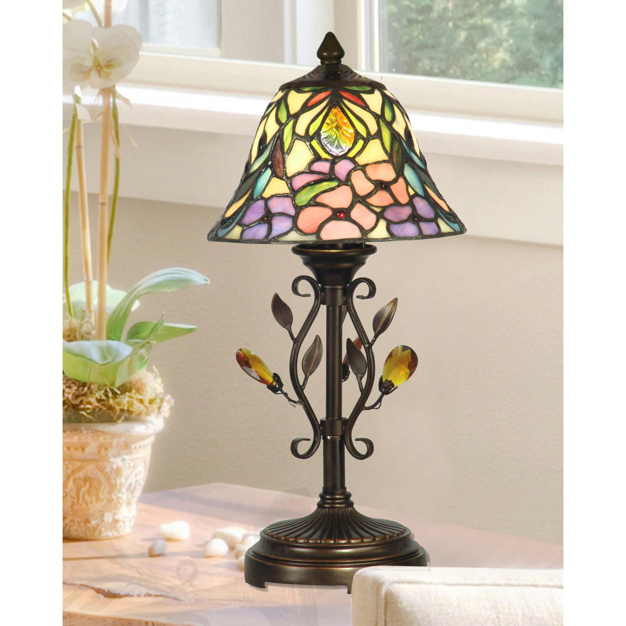 Shown in Antique Golden Sand finish and Tiffany shade