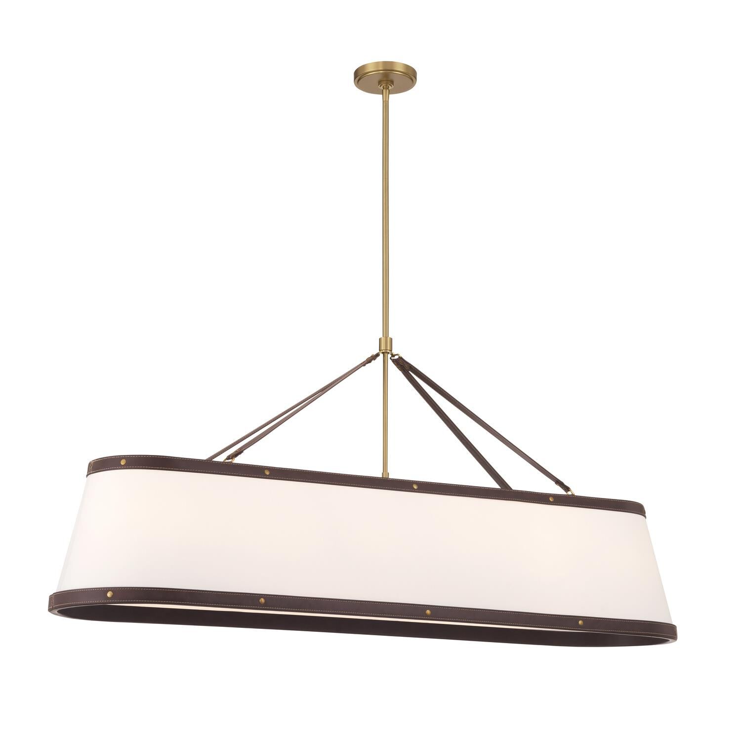 Shown in Luxe Gold finish and Fabric glass and Fabric shade