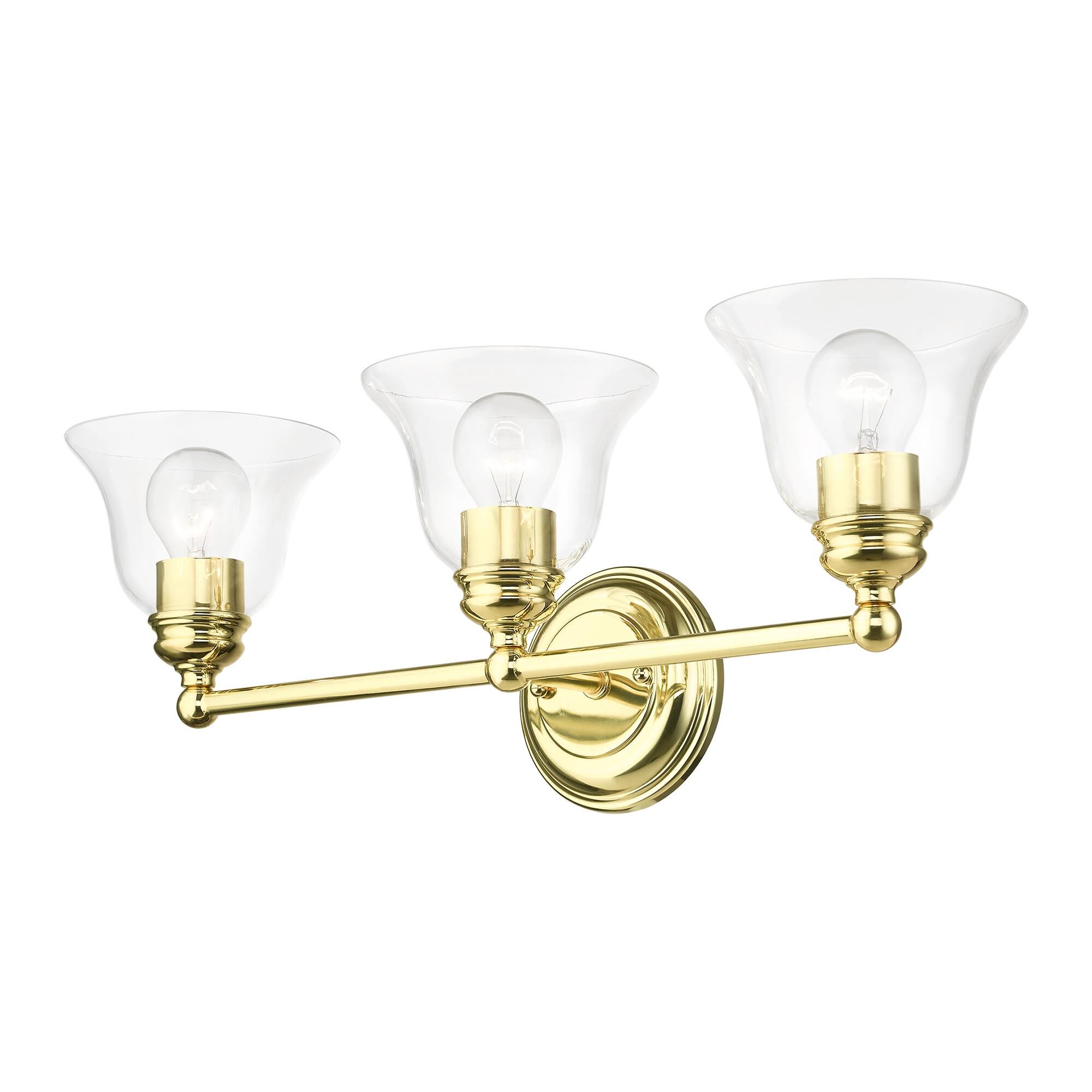 Shown in Polished Brass finish and Hand Blown Clear glass