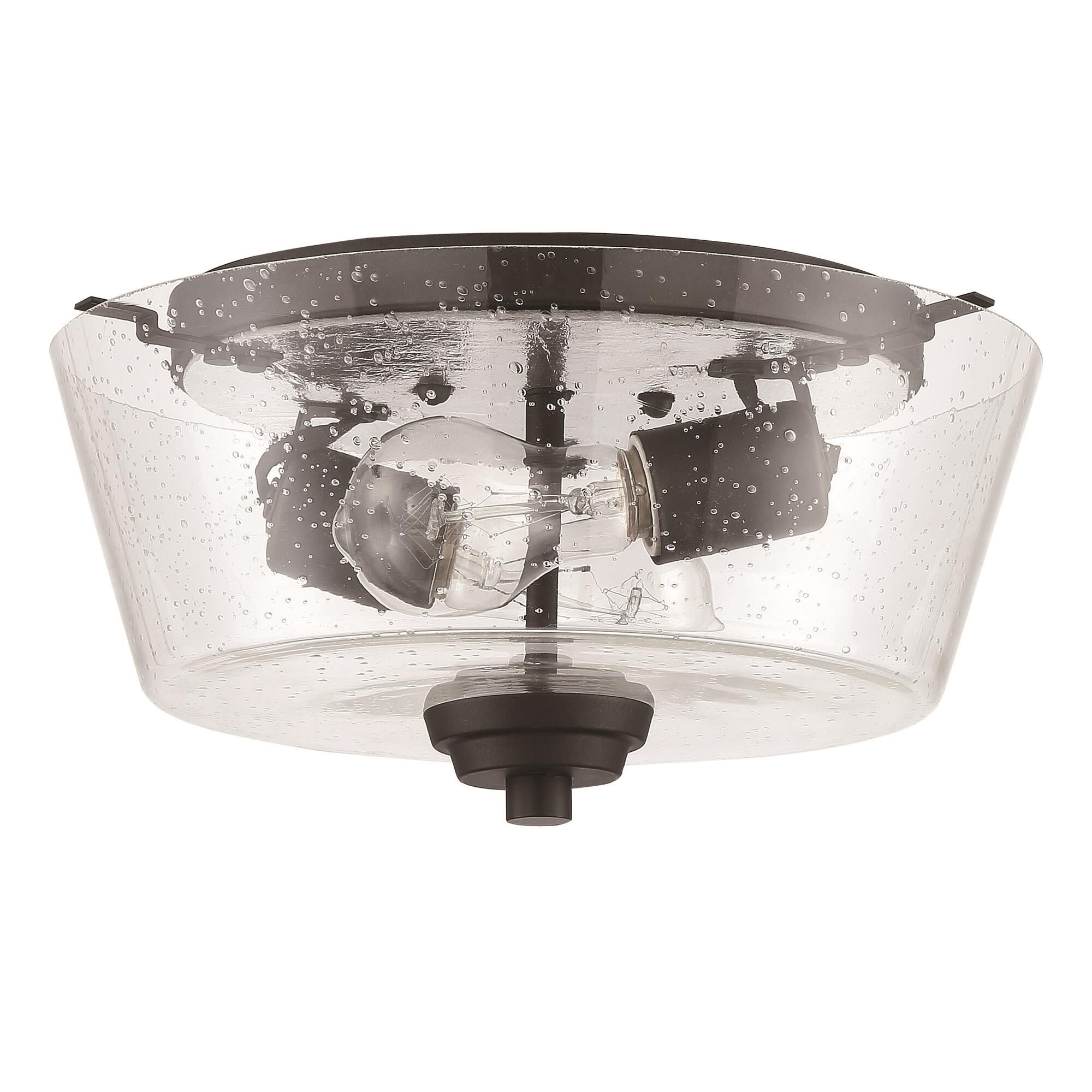 Shown in Espresso finish and Clear Seeded glass and Glass shade