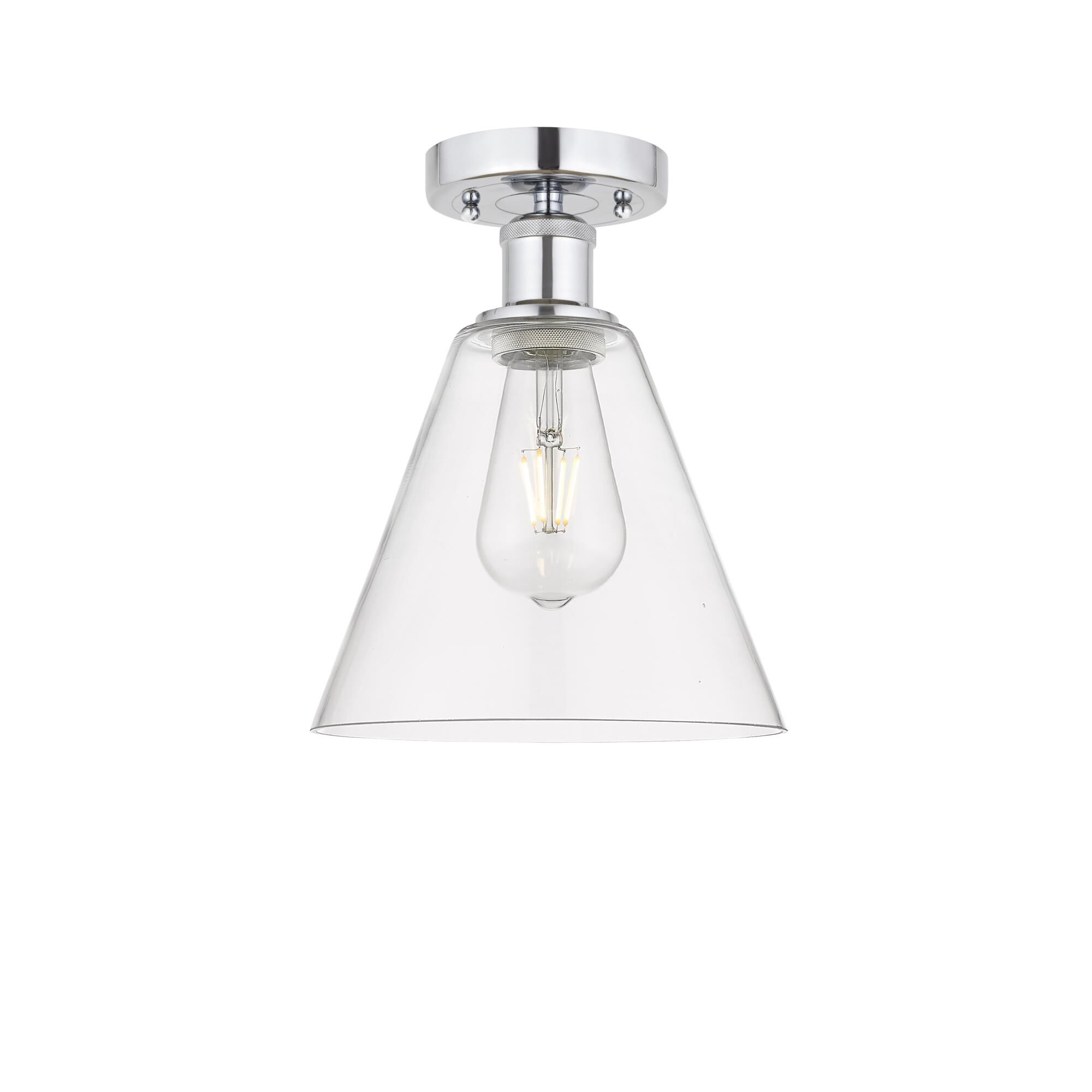 Shown in Polished Chrome finish and Clear glass