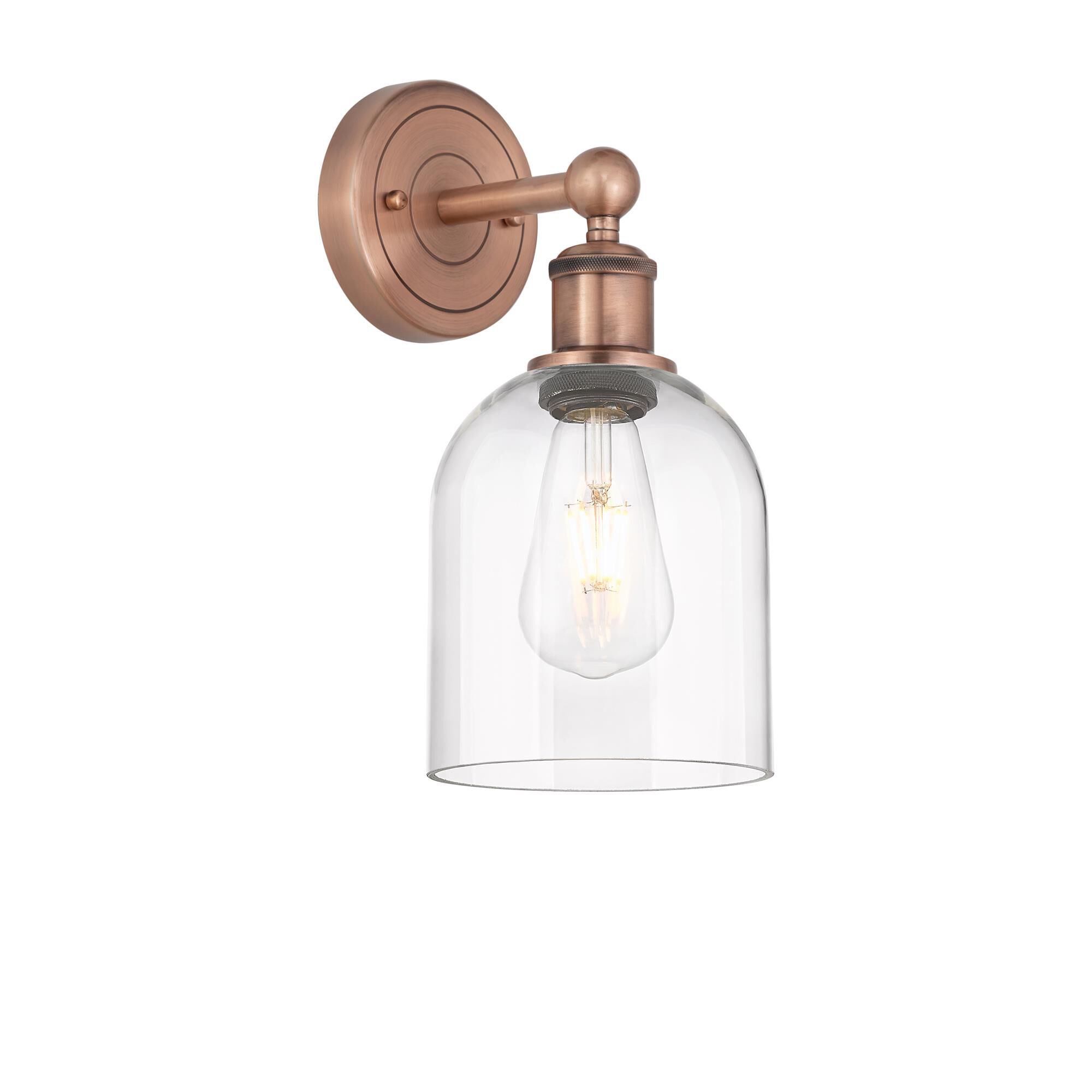 Shown in Antique Copper finish and Clear glass