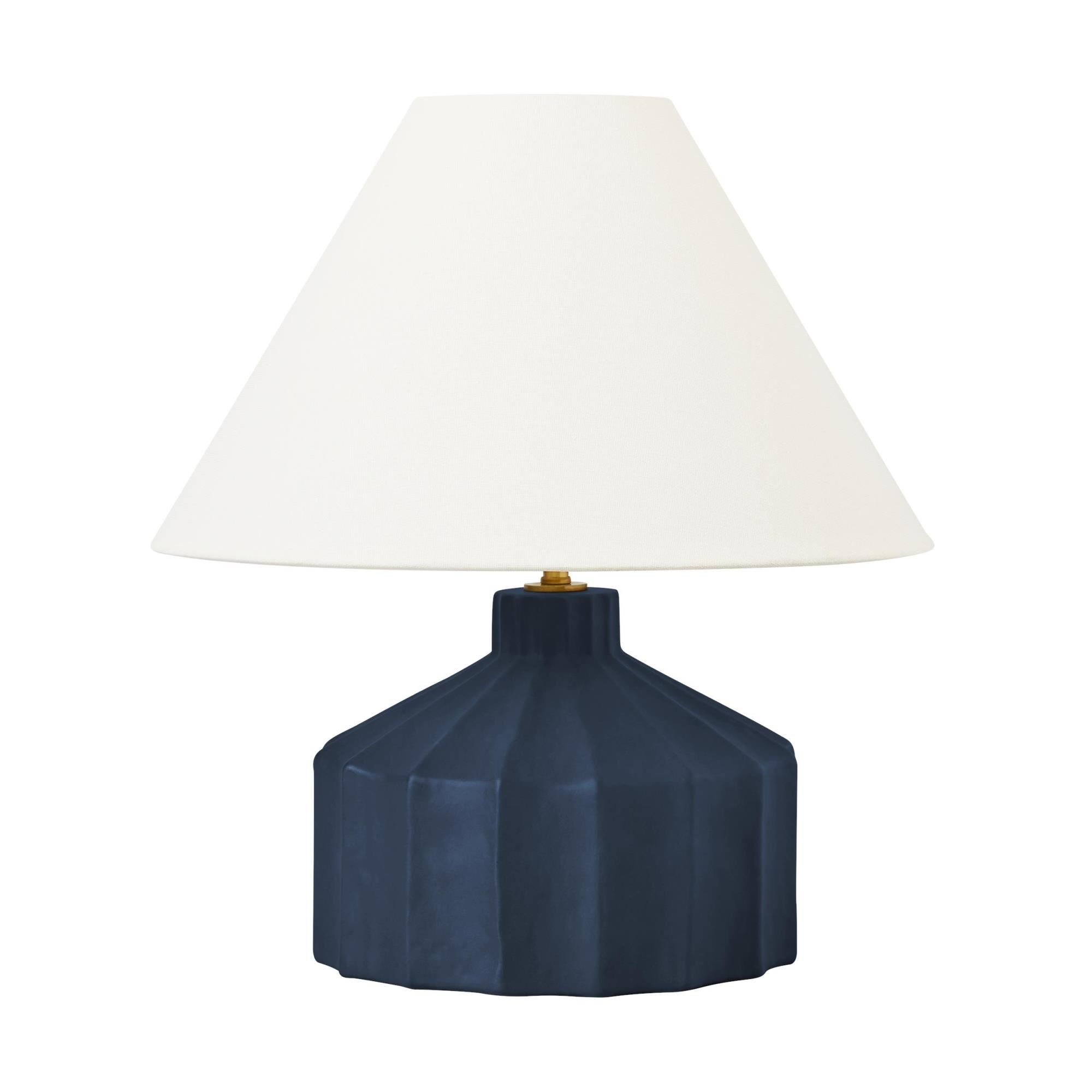 Shown in Matte Medium Blue Wash finish and White Linen Fabric shade