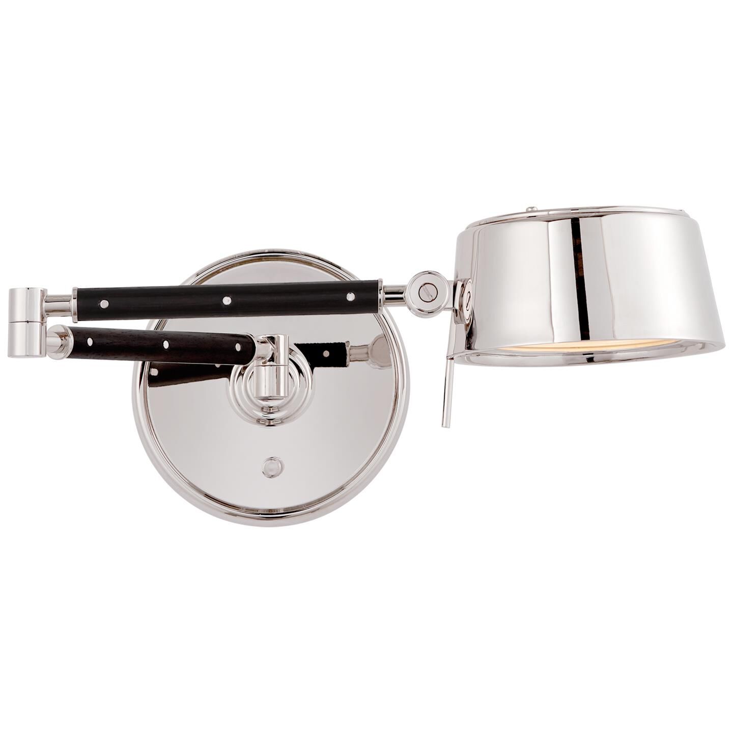 Shown in Polished Nickel And Black Ebony finish and Polished Nickel shade