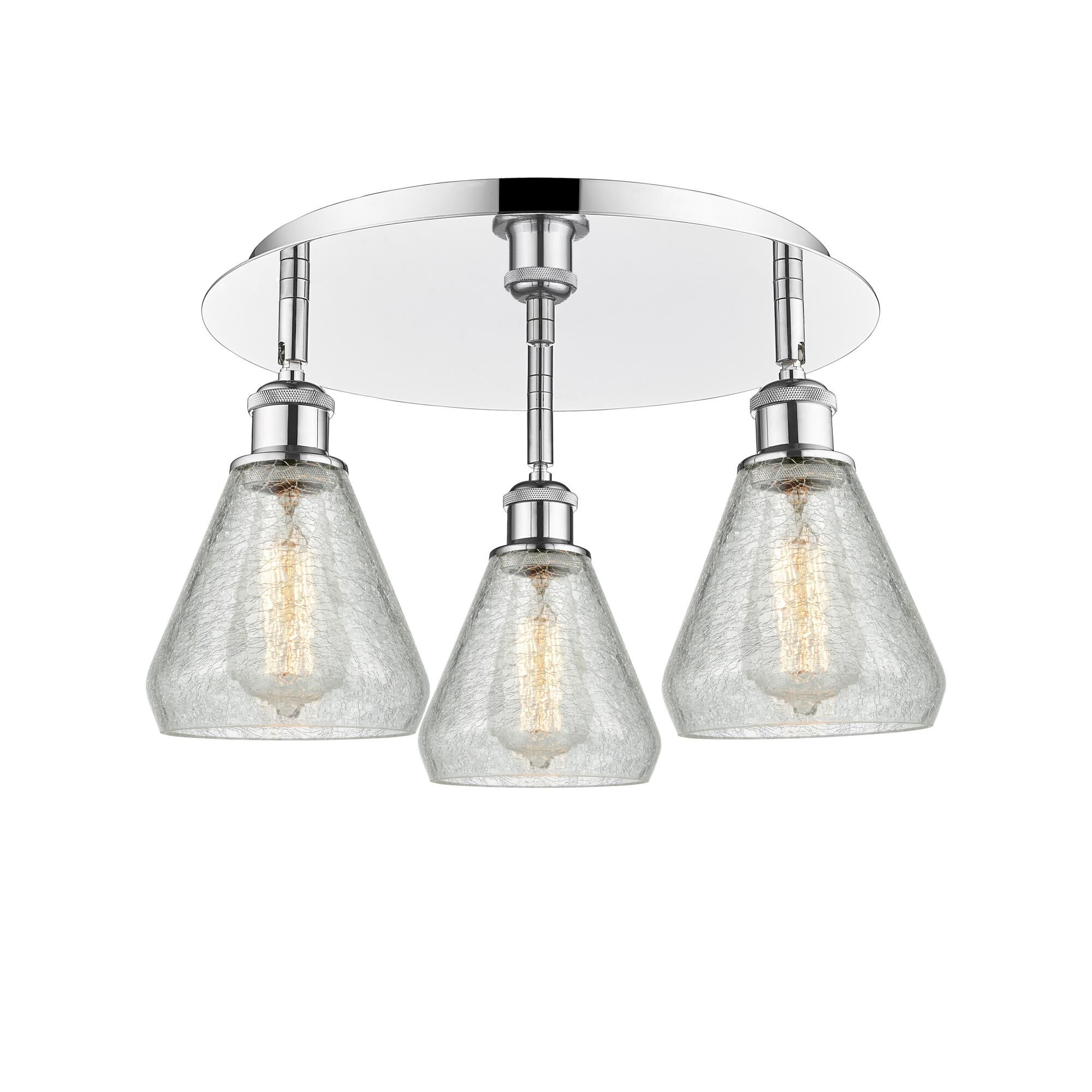 Shown in Polished Chrome finish and Clear Crackle glass