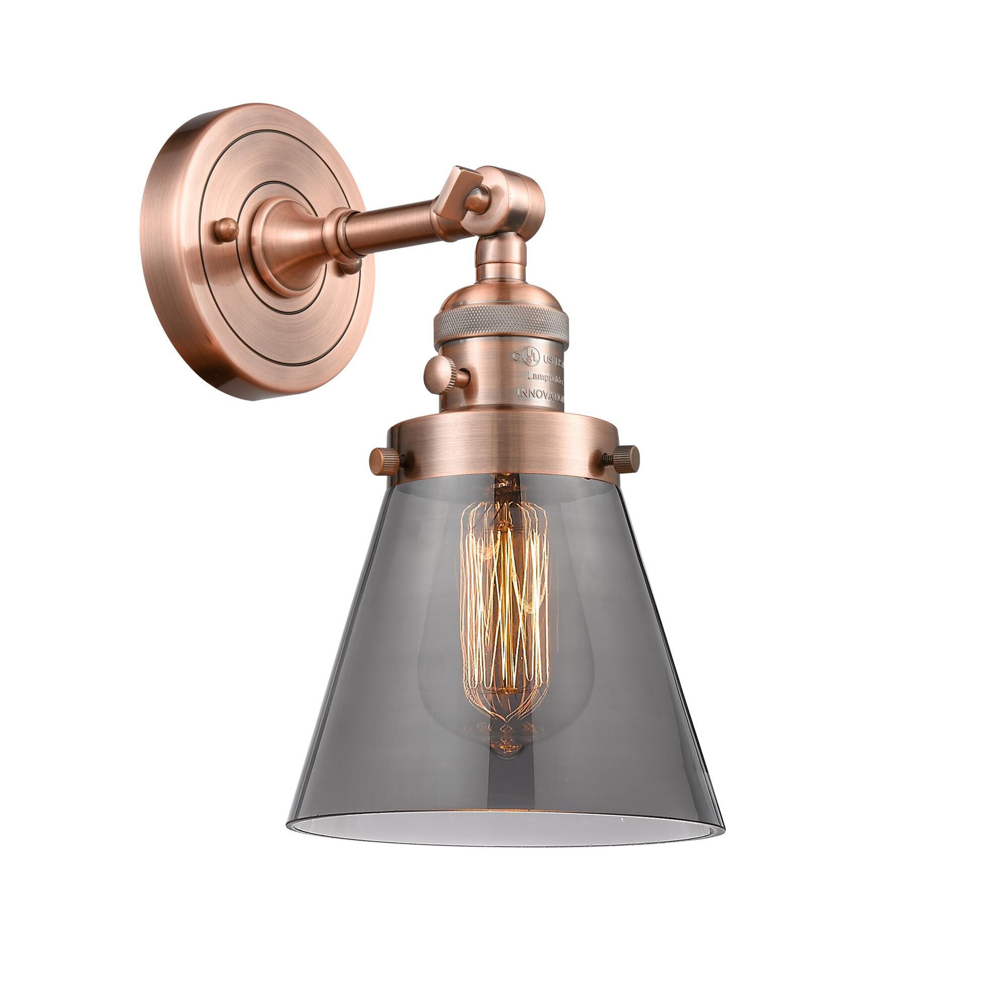 Shown in Antique Copper finish and Smoked glass