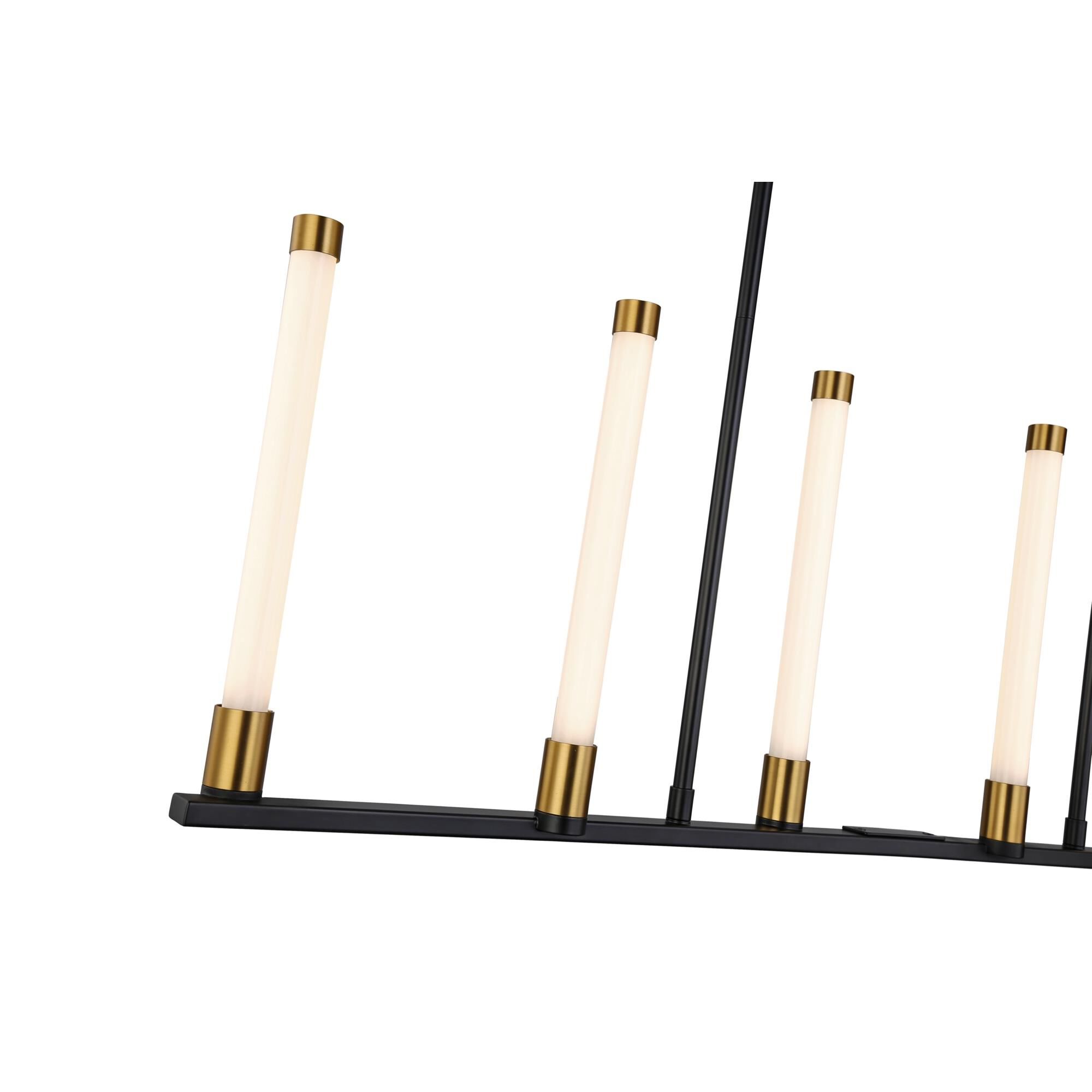 Shown in Matte Black & Brass finish and Glass+acrylic shade