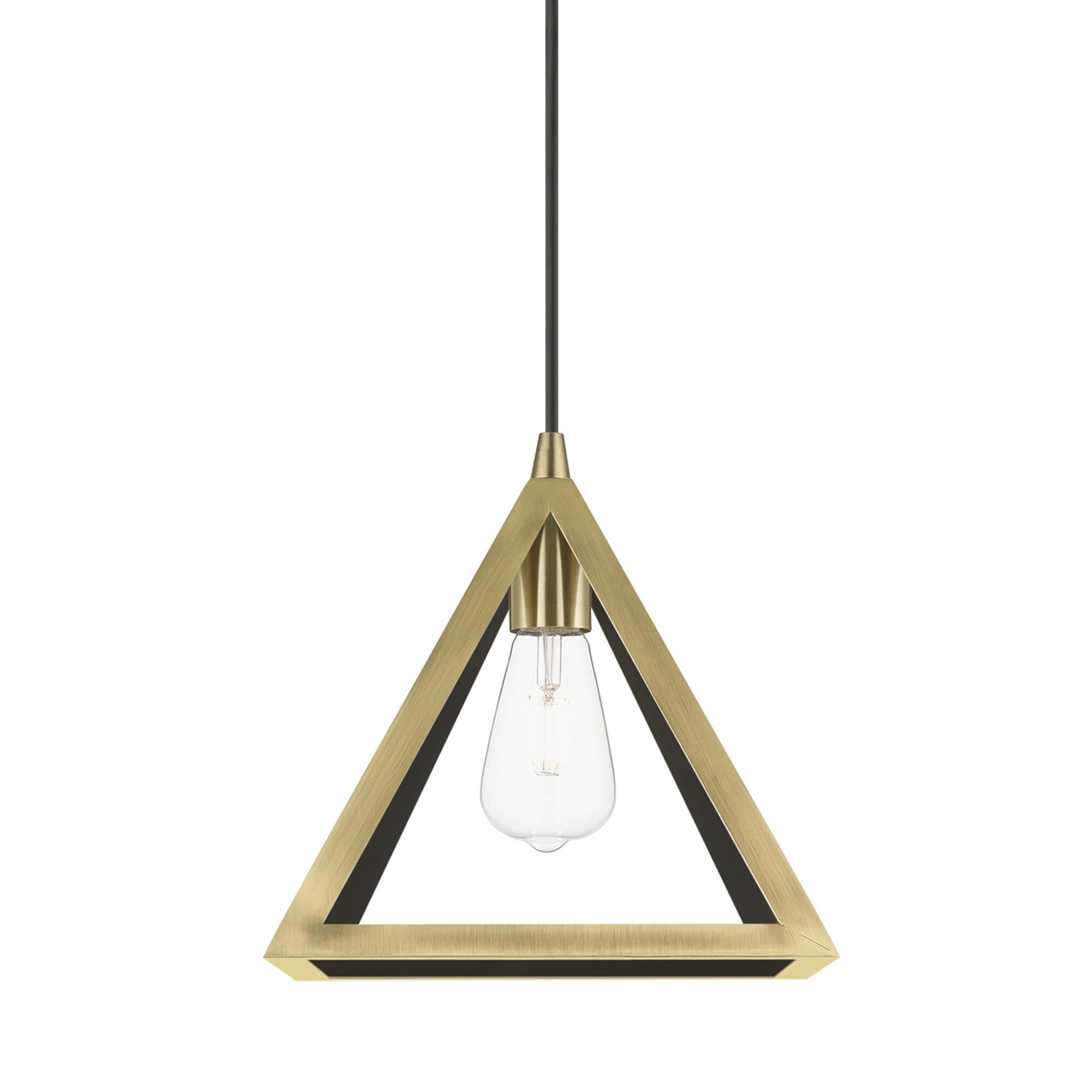 Shown in Antique Brass finish and Antique Brass Metal shade