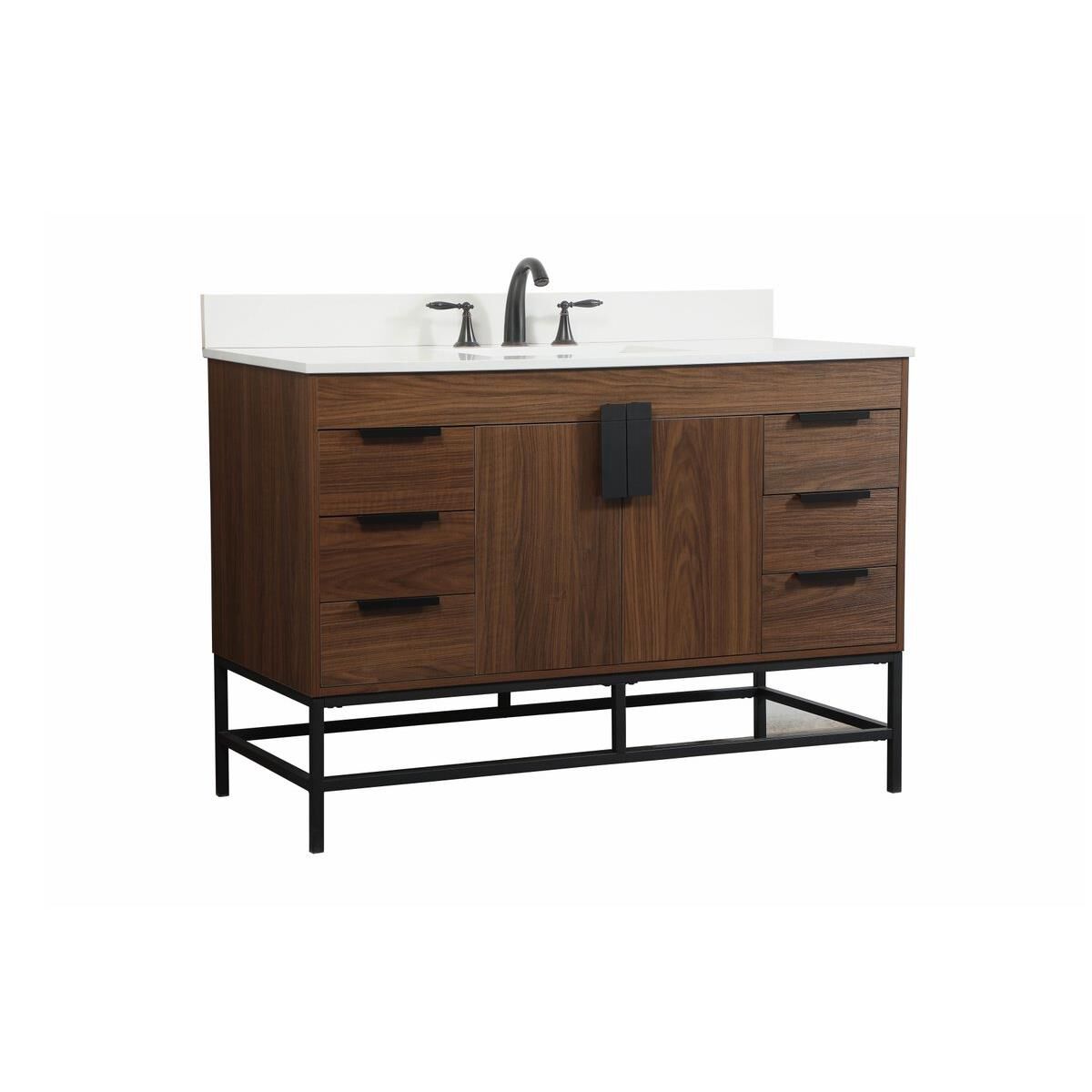 Shown in Walnut finish and With Backsplash accent