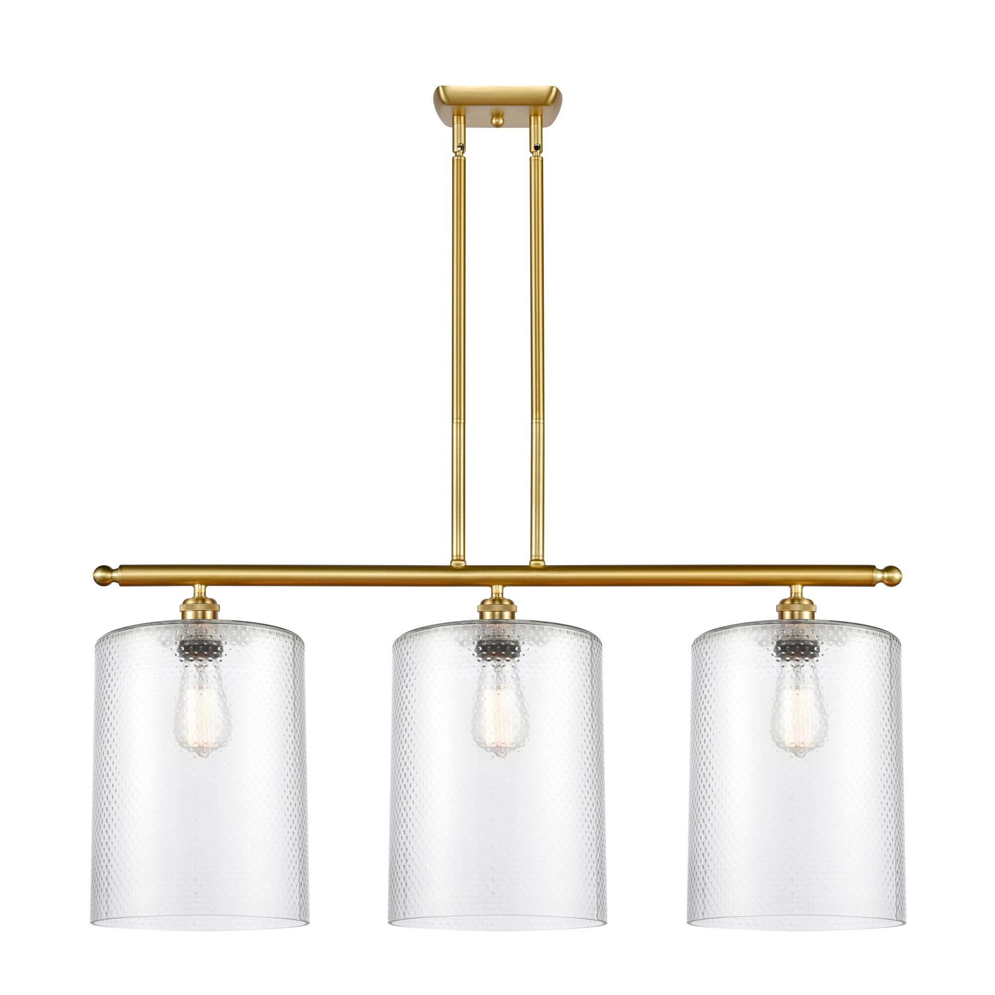 Shown in Satin Gold finish and Clear glass