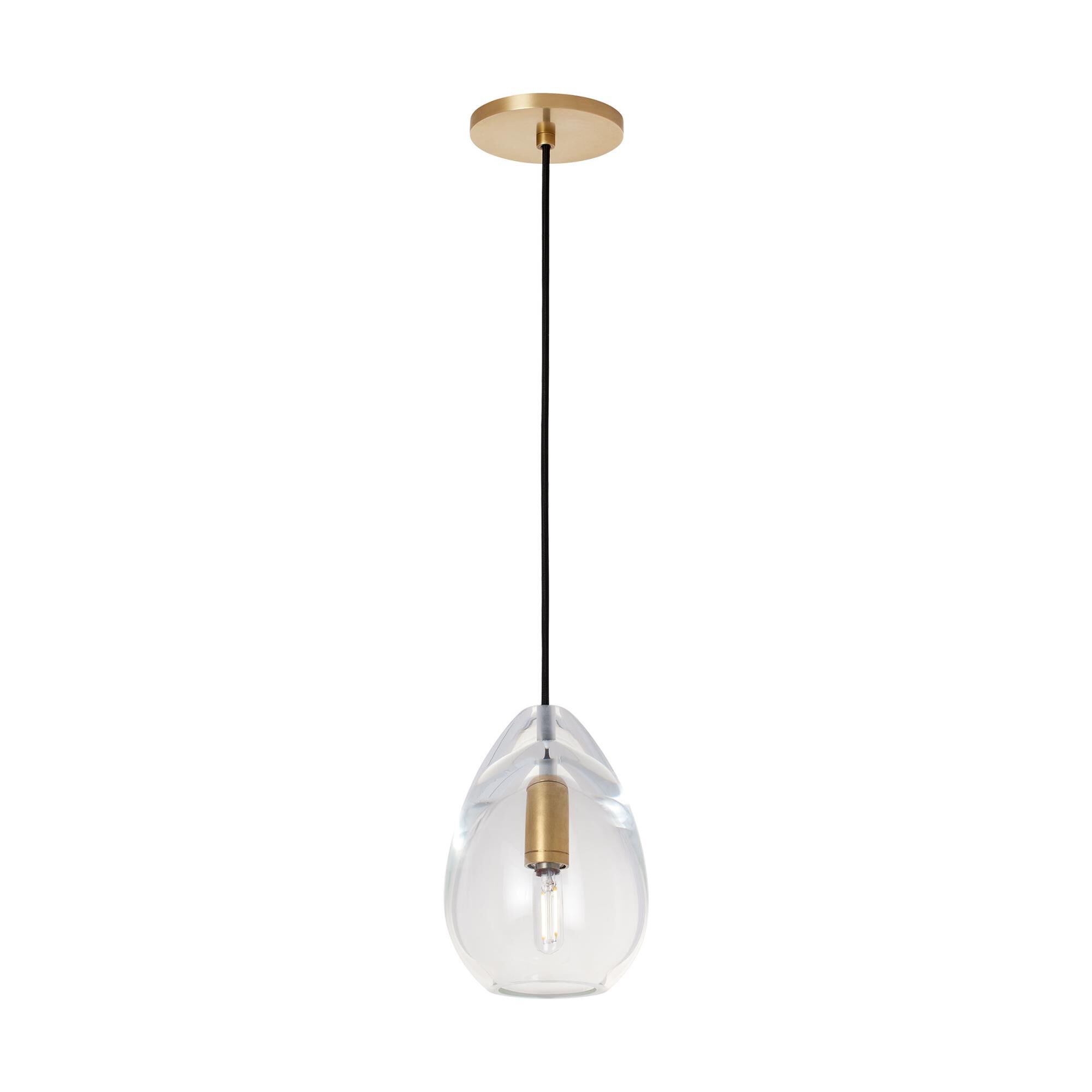 Shown in Natural Brass finish and Clear glass