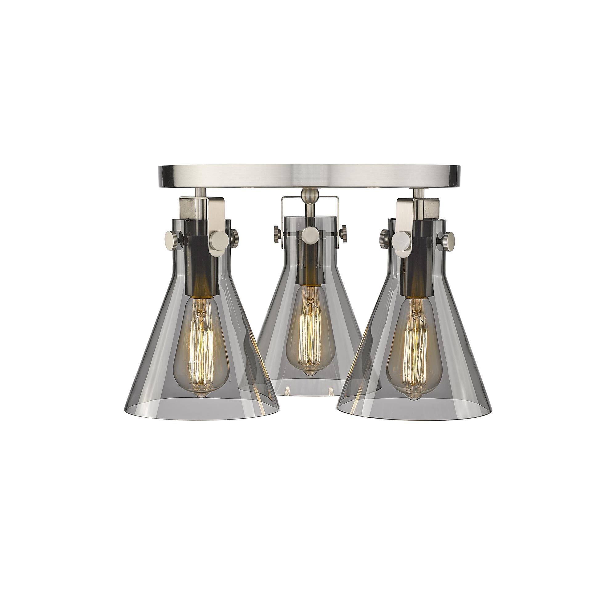 Shown in Satin Nickel finish and Plated Smoke glass