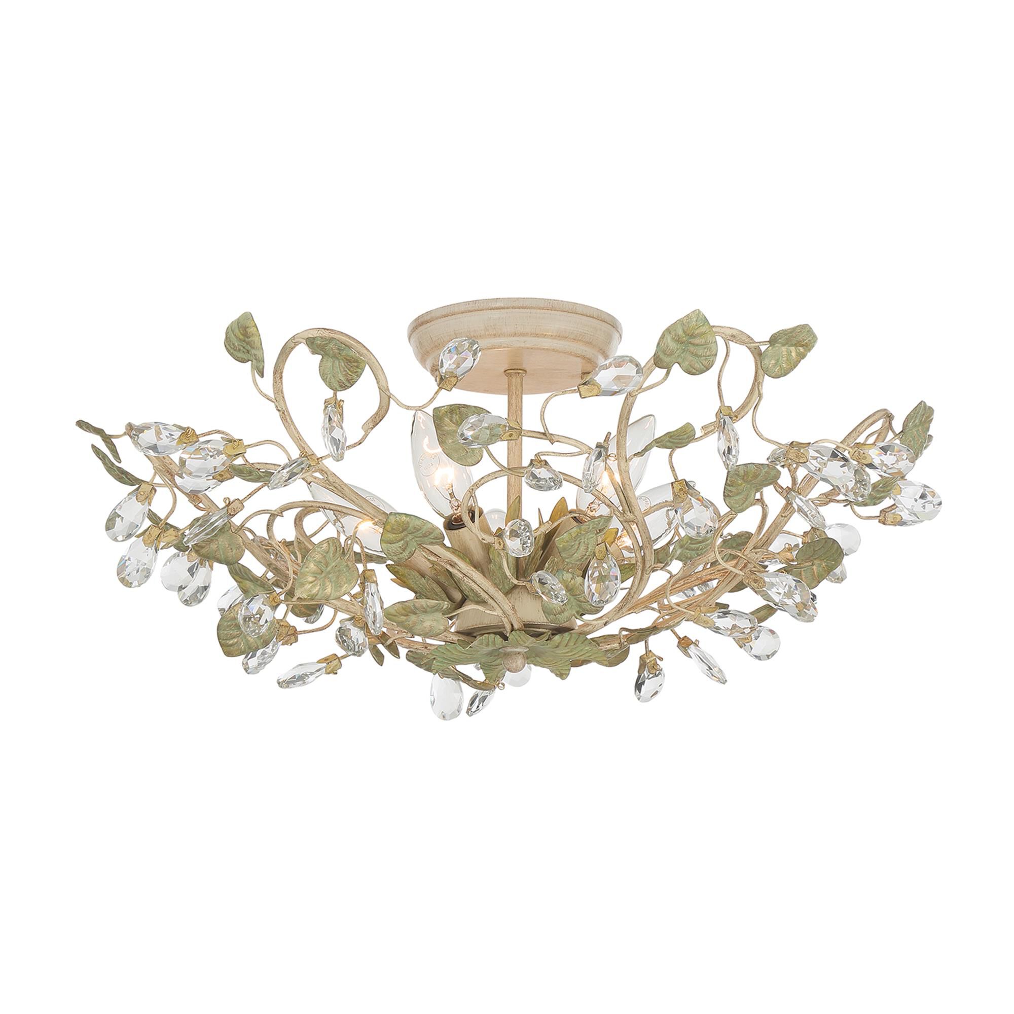 Shown in Champagne Green Tea finish and Clear Hand Cut crystal