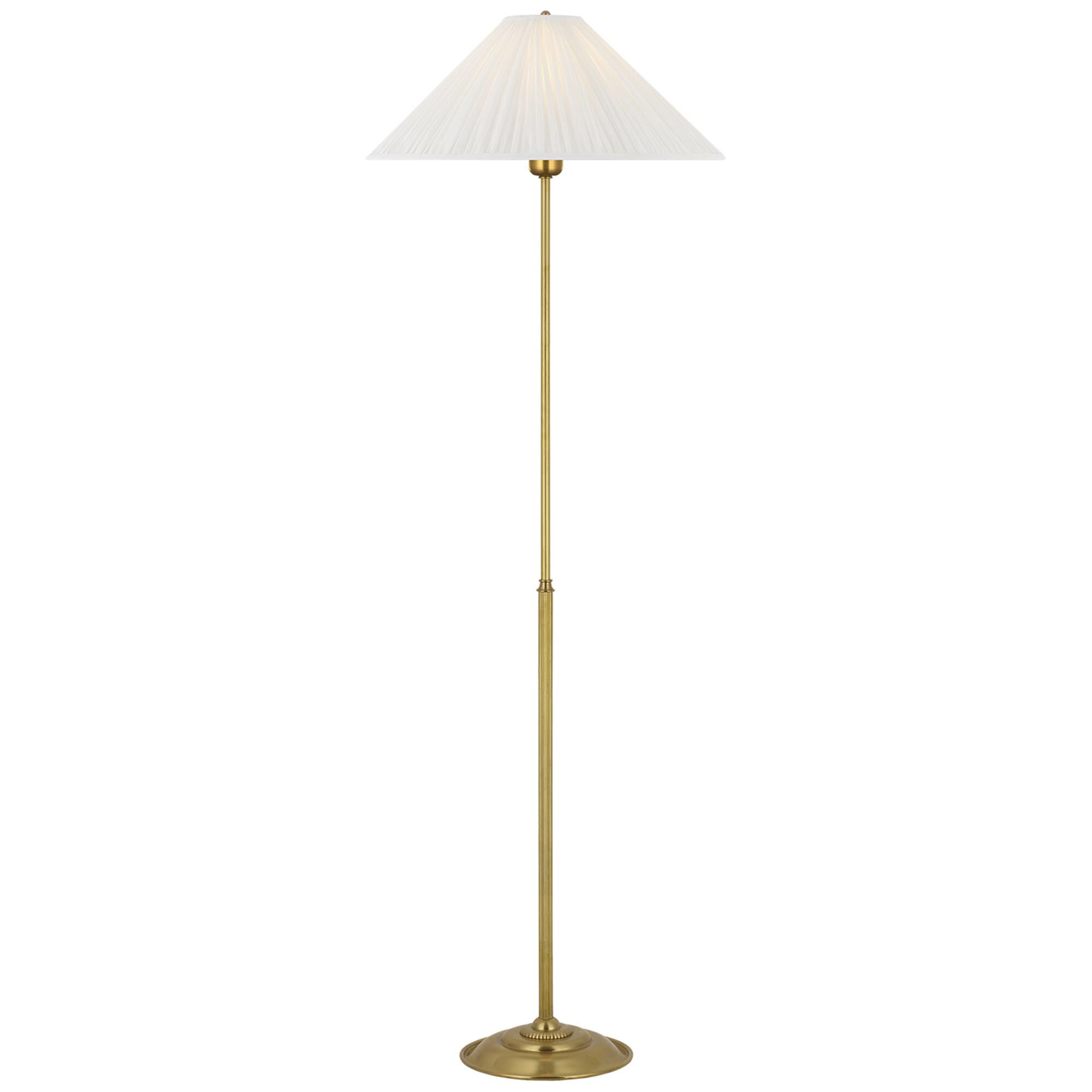 Shown in Hand-Rubbed Antique Brass finish and Silk Pleated shade