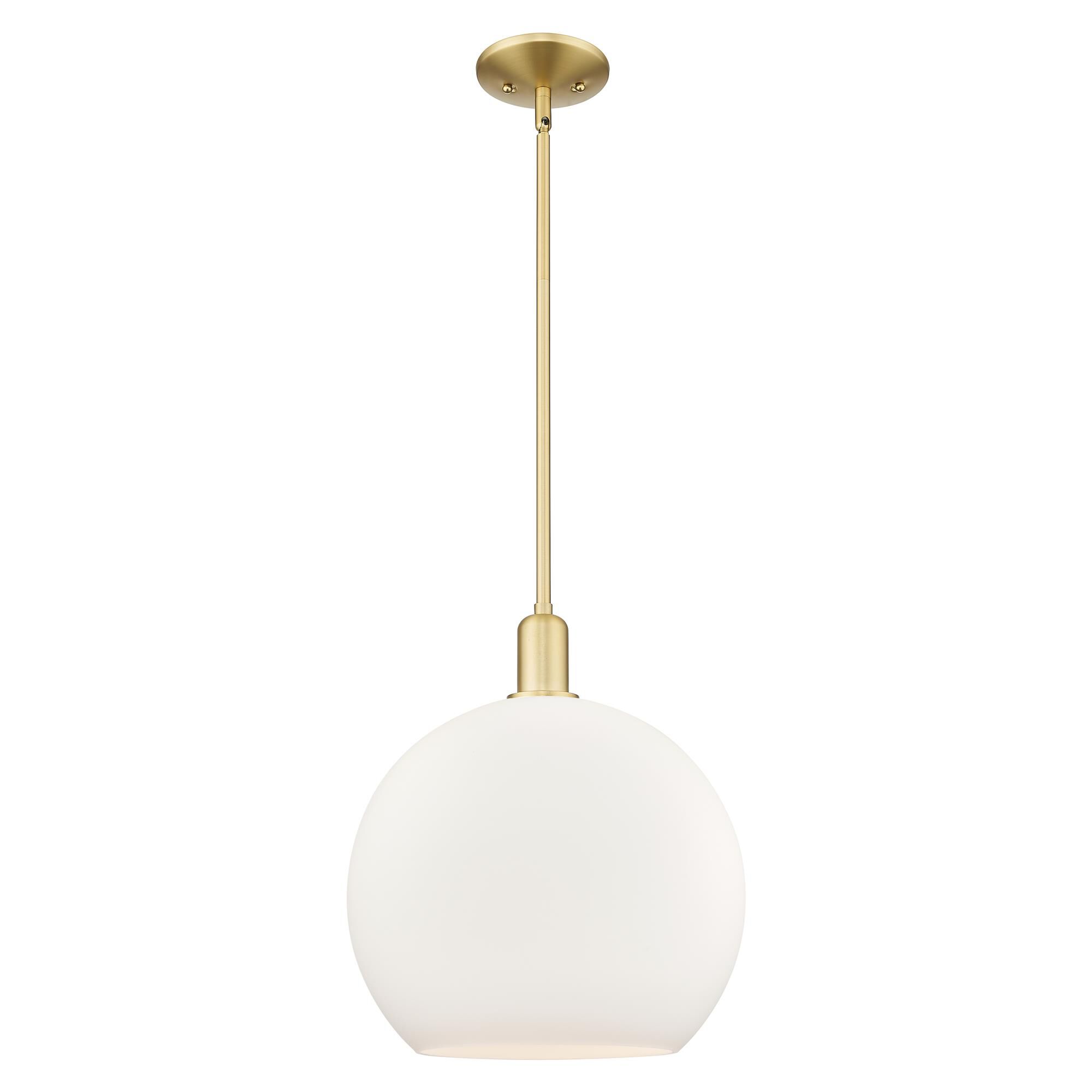 Shown in Satin Gold finish and Matte White glass