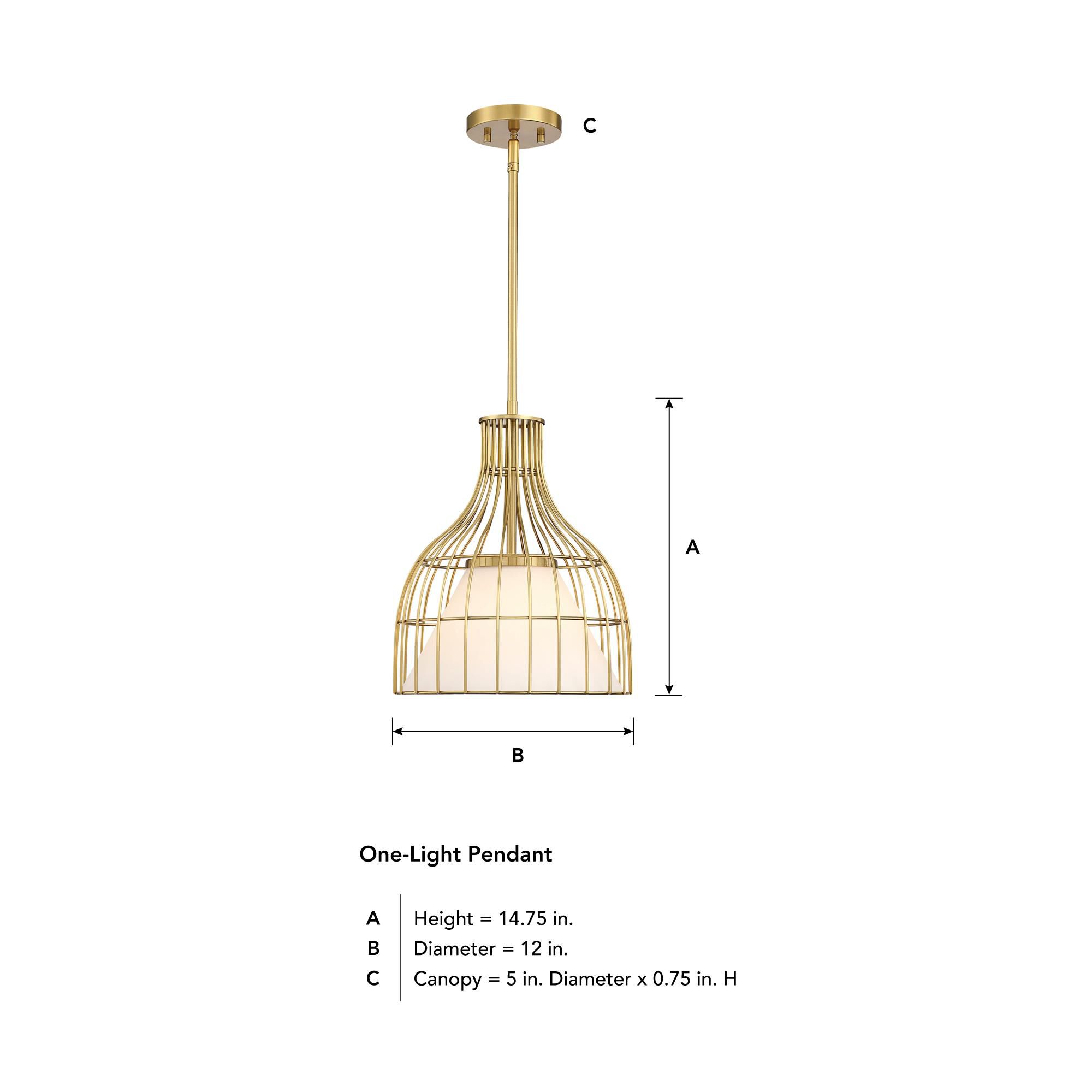 Shown in Brushed Gold finish and Etched Opal glass
