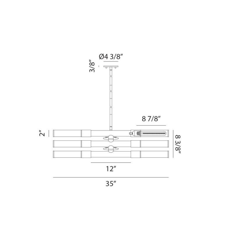 Tubo 35 Inch 6 Light Linear Suspension Light by Matteo Lighting