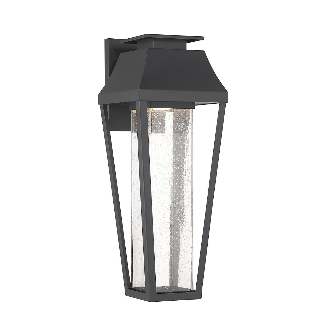 Shown in Matte Black finish and Clear Seeded glass and Glass shade