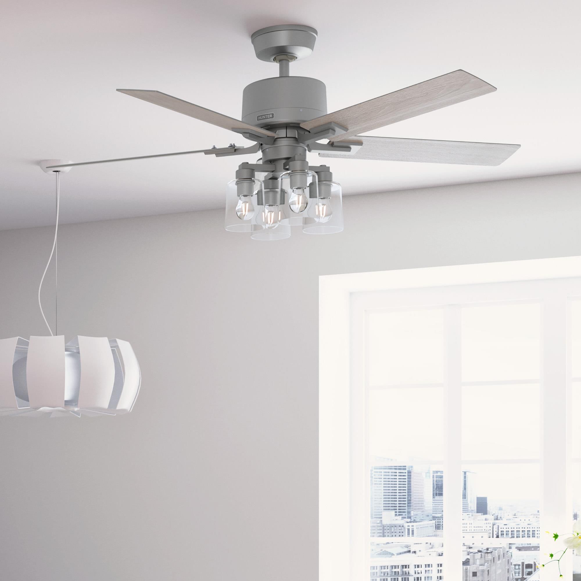 Techne 52 Inch Ceiling Fan with Light Kit by Hunter Fan