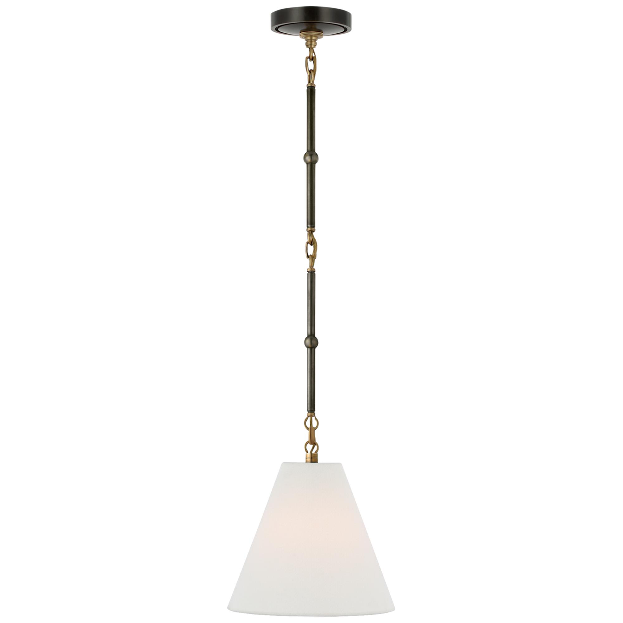 Shown in Bronze With Antique Brass finish and Linen shade