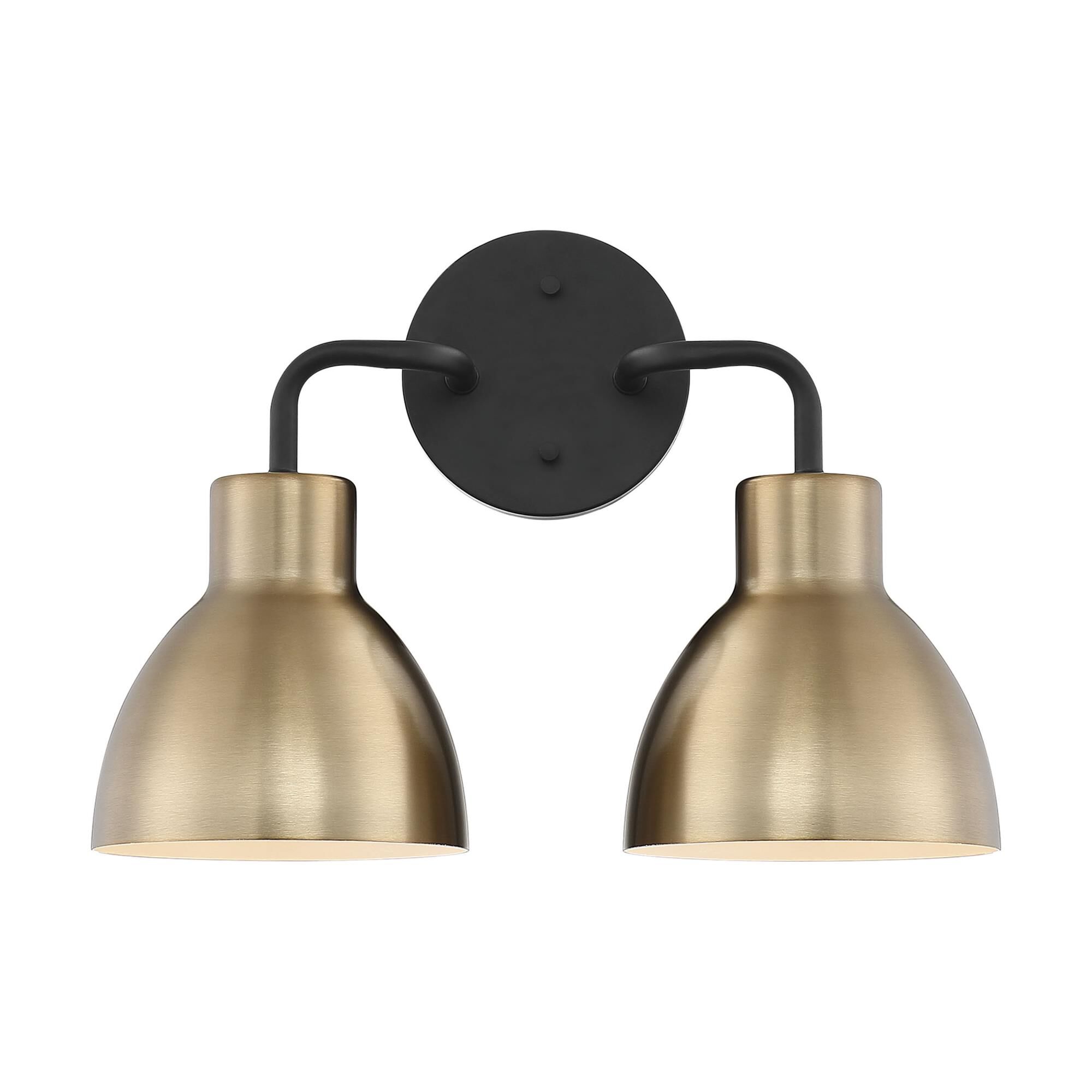 Shown in Matte Black finish and Burnished Brass Metal shade