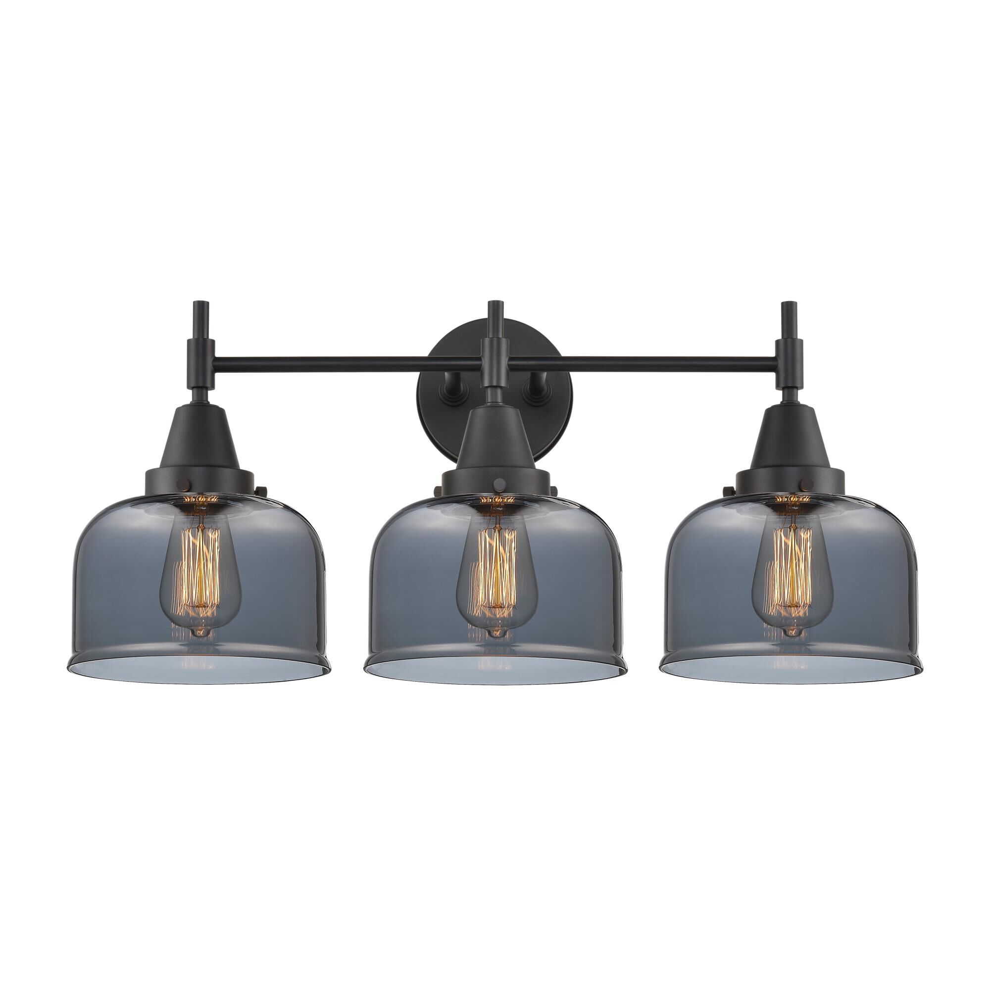 Shown in Matte Black finish and Plated Smoke Large Cone glass