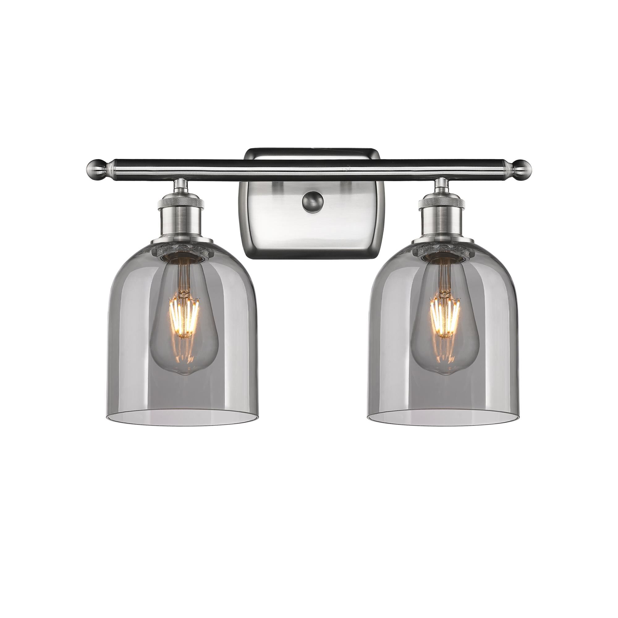 Shown in Brushed Satin Nickel finish and Light Smoke glass