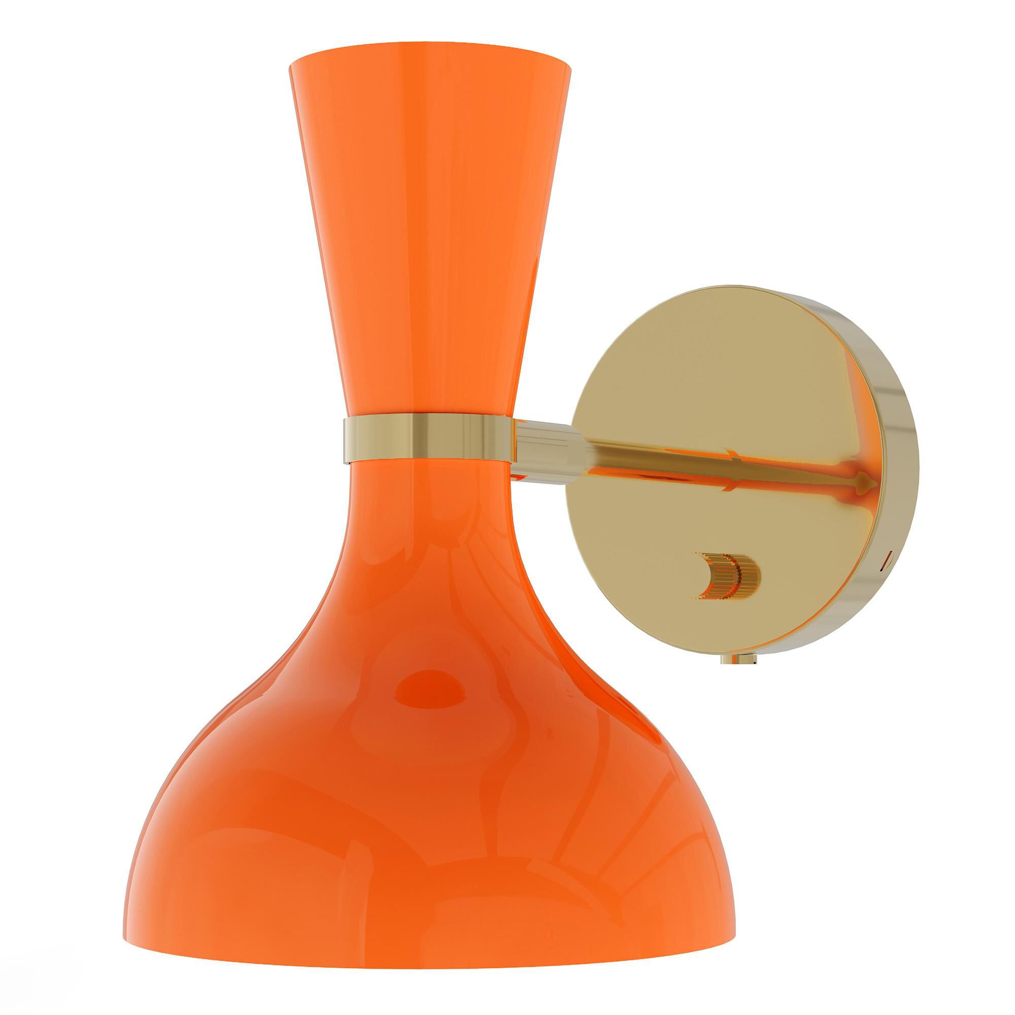 Shown in Modern Brass finish and Pumpkin shade