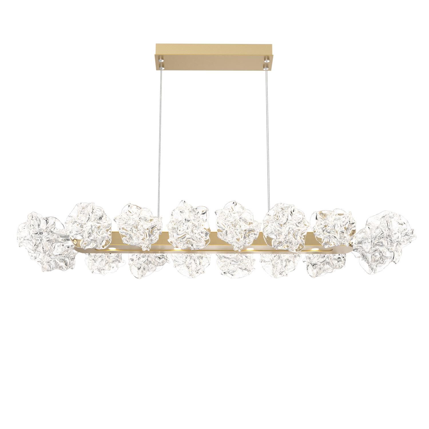 Shown in Gilded Brass finish and Clear Blown glass