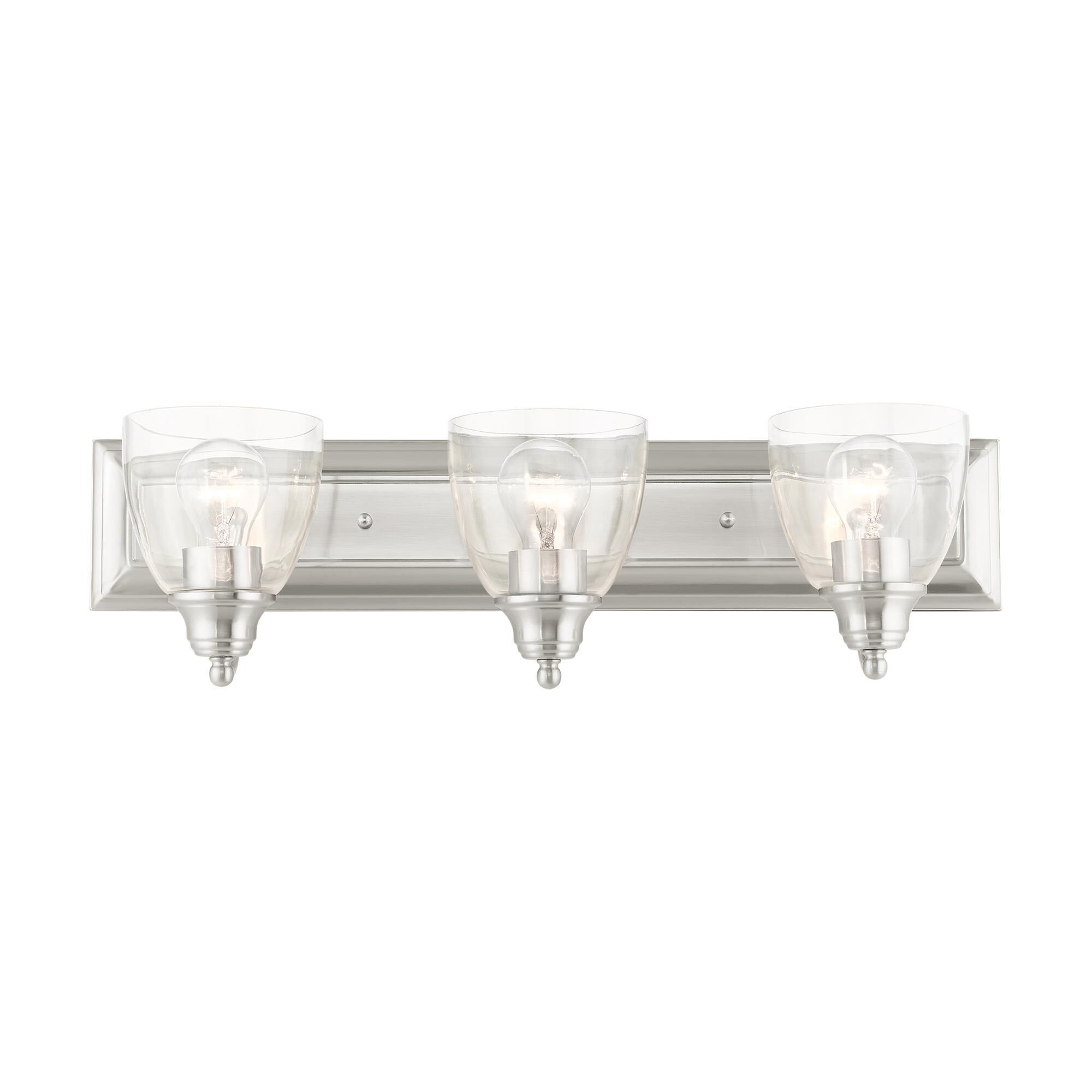 Shown in Brushed Nickel finish and Hand Blown Clear glass