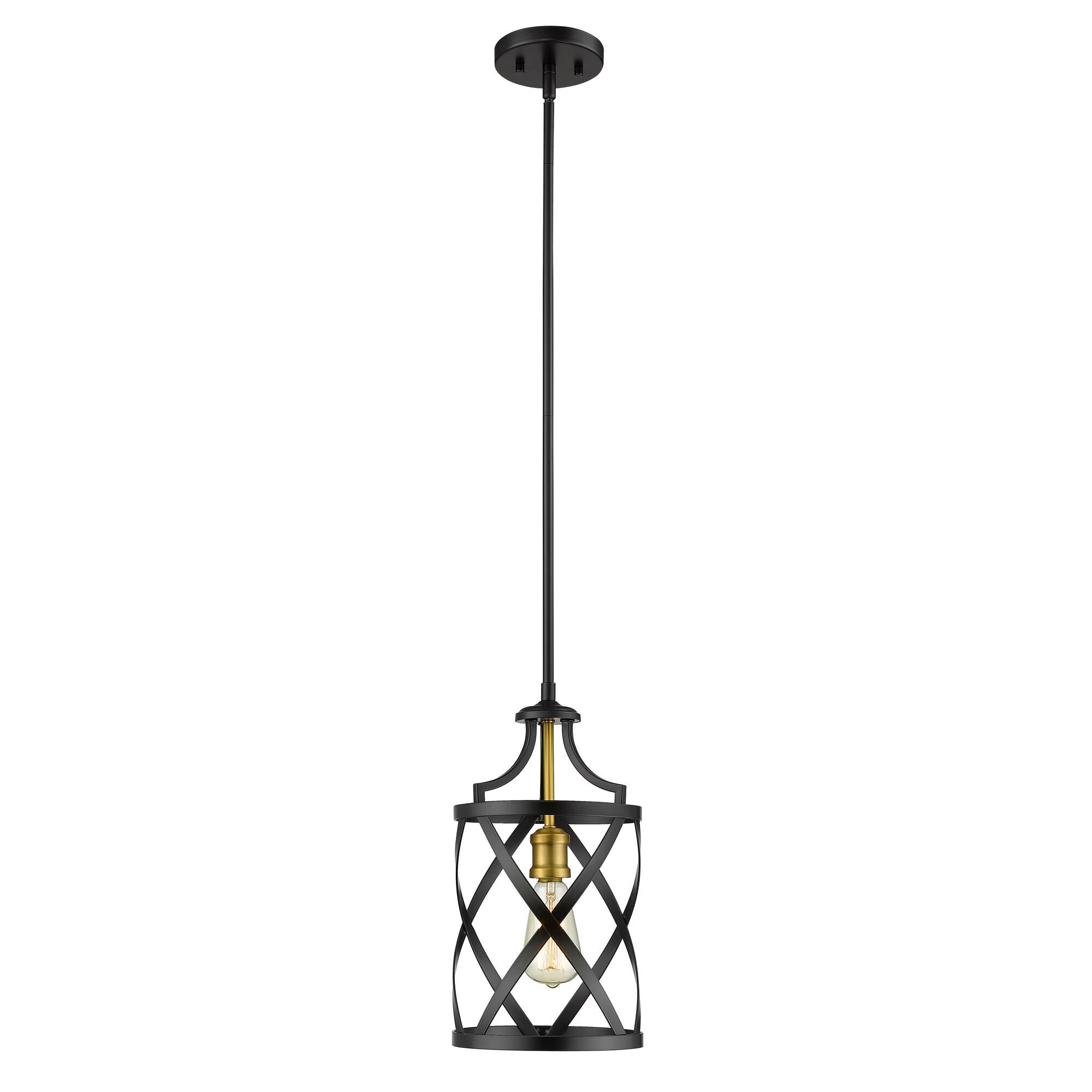 Shown in Matte Black + Olde Brass finish and --- glass and --- shade
