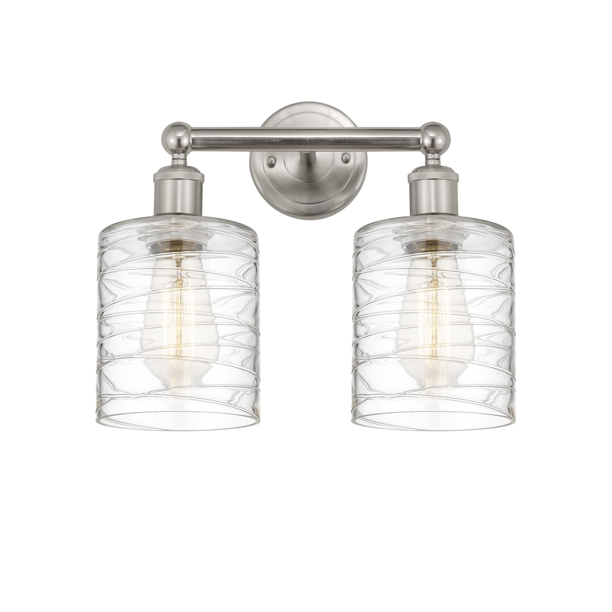 Shown in Brushed Satin Nickel, Deco Swirl finish and Deco Swirl glass and Deco Swirl Glass shade