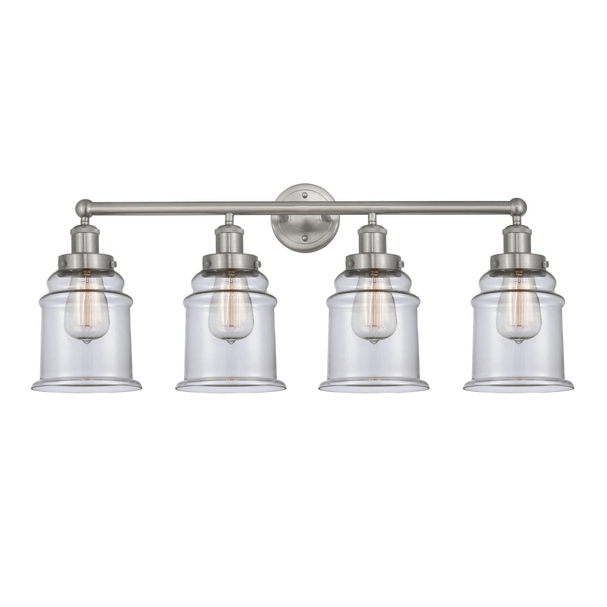Shown in Brushed Satin Nickel, Clear finish and Clear glass and Clear Glass shade
