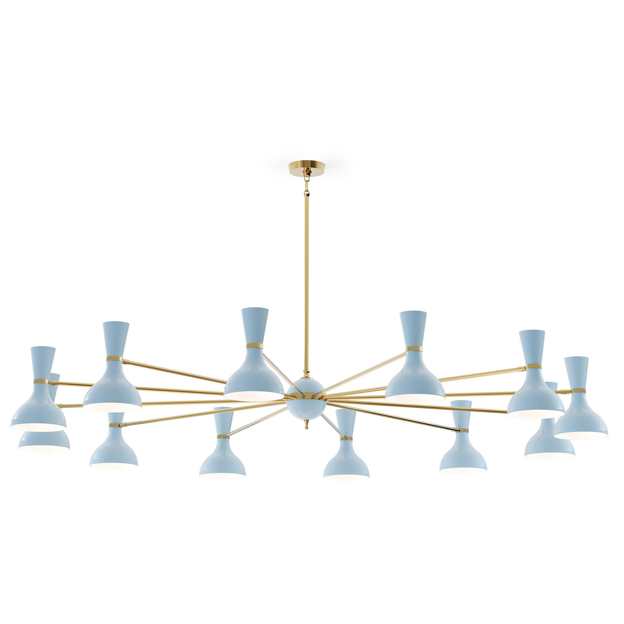 Shown in Modern Brass finish and Baby Blue shade