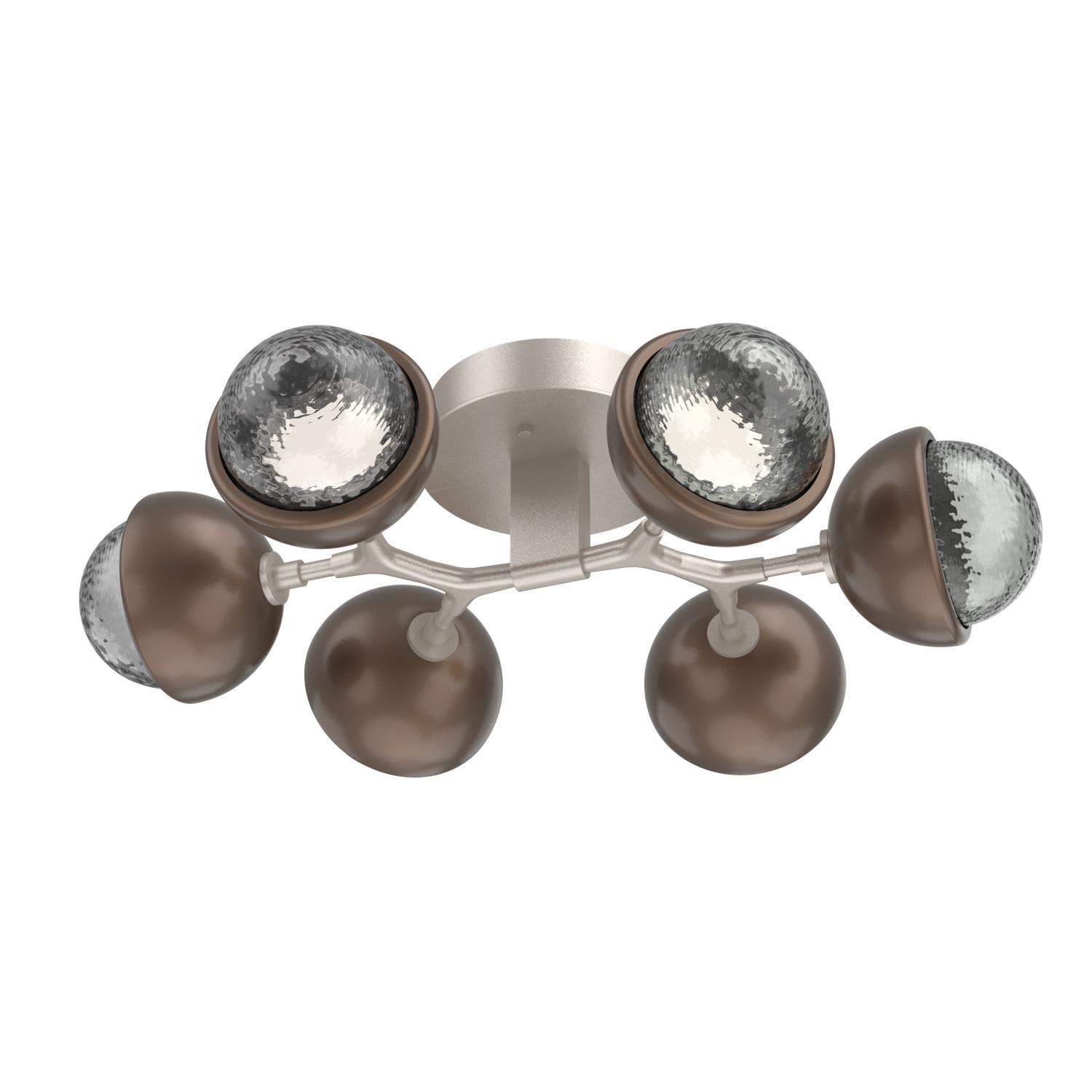 Shown in Beige Silver finish and Smoke glass and Burnished Bronze accent