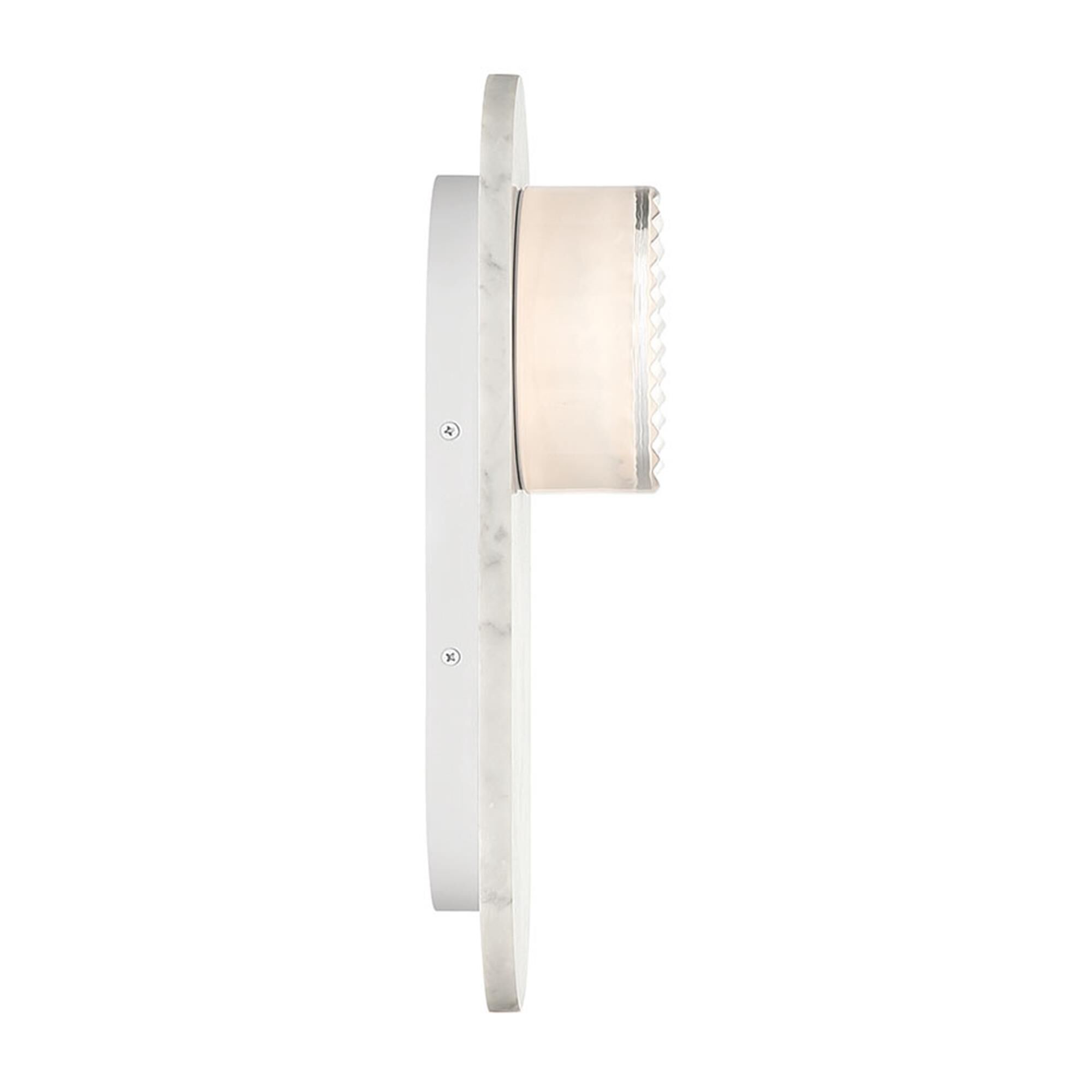 Shown in Marble White finish and Clear Ribbed glass
