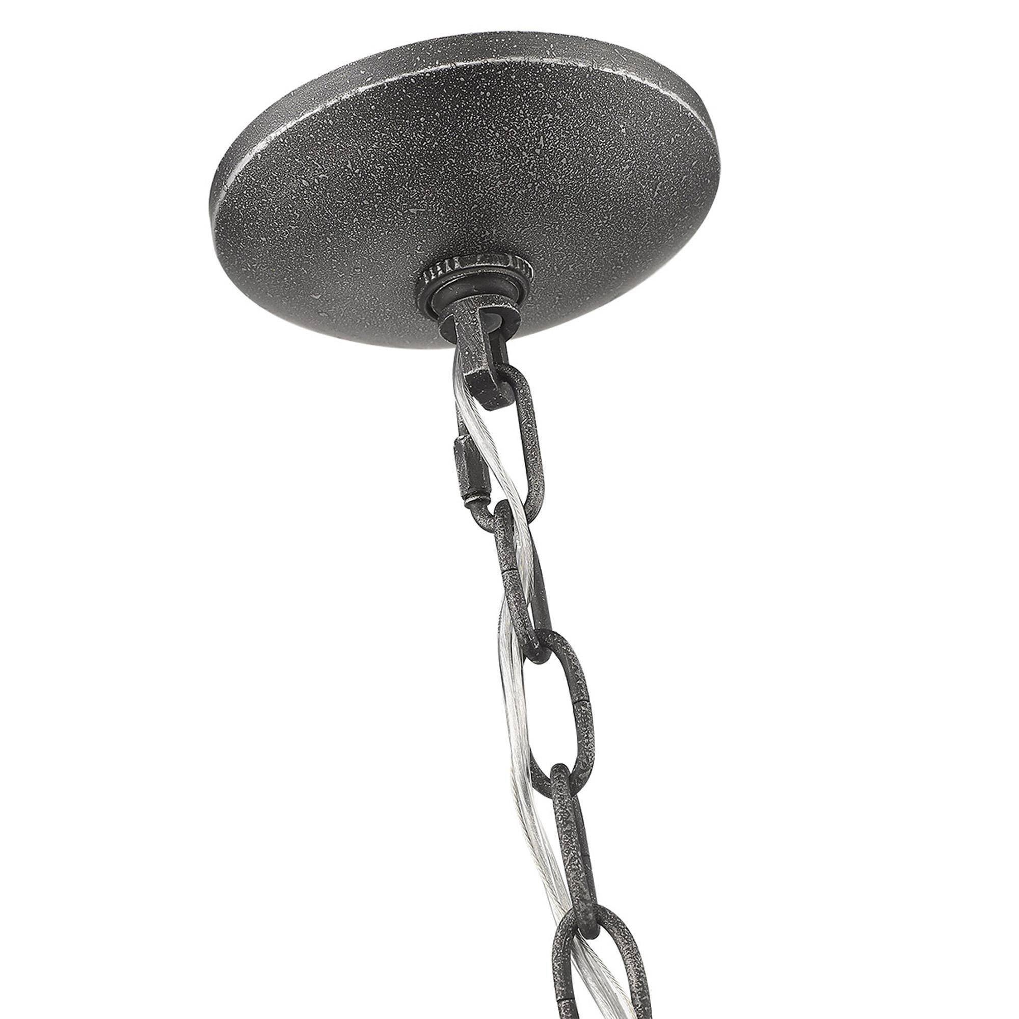 Shown in Antique Gray finish and -- glass and -- shade