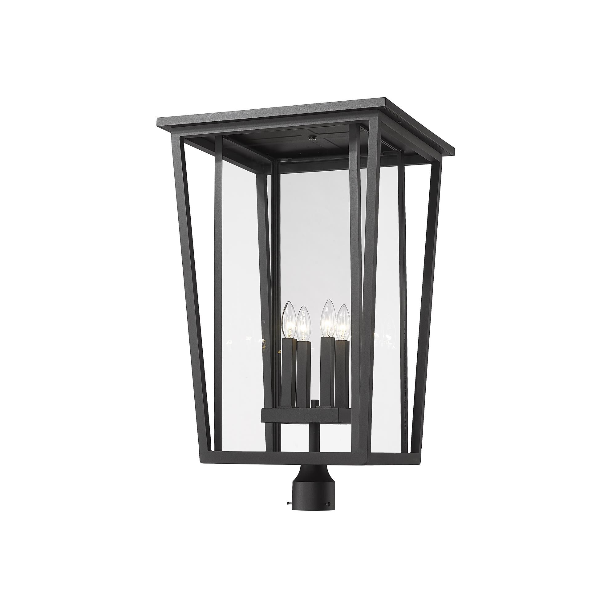 Shown in Black finish and Glass shade