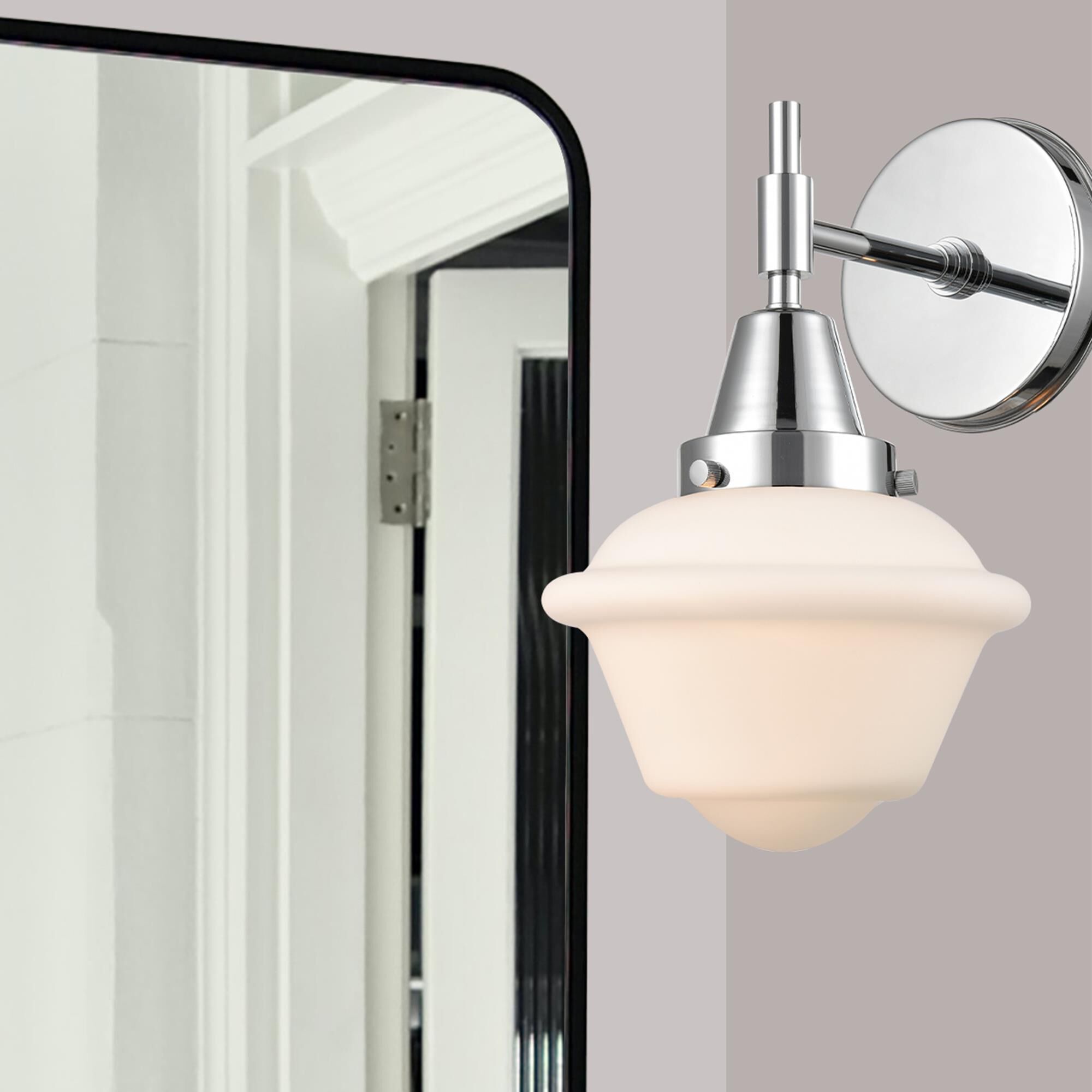 Shown in Polished Chrome finish and Matte White Cased Large Cone glass